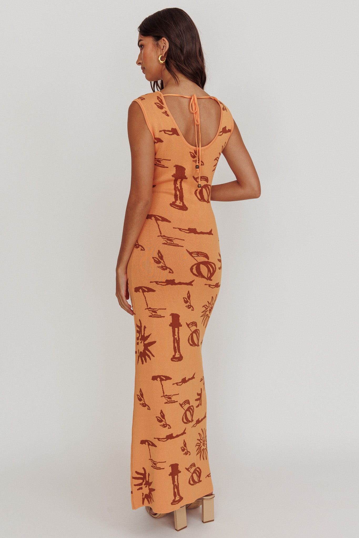 Irene Column Silhouette Maxi Dress Apricot-Maymioy