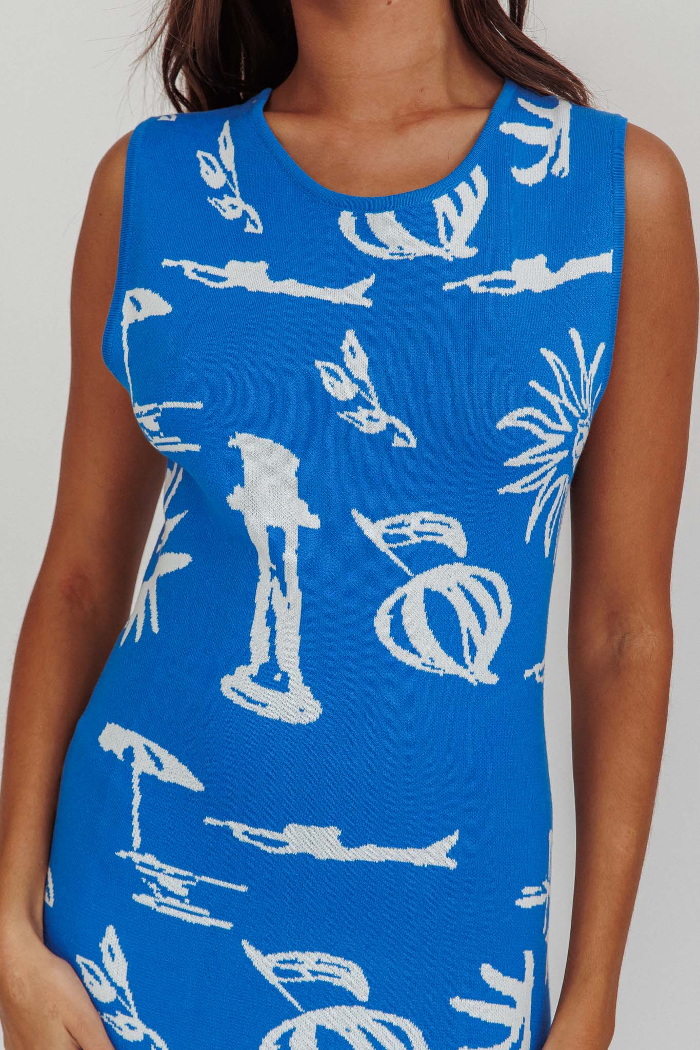 Irene Column Silhouette Maxi Dress Blue-Maymioy