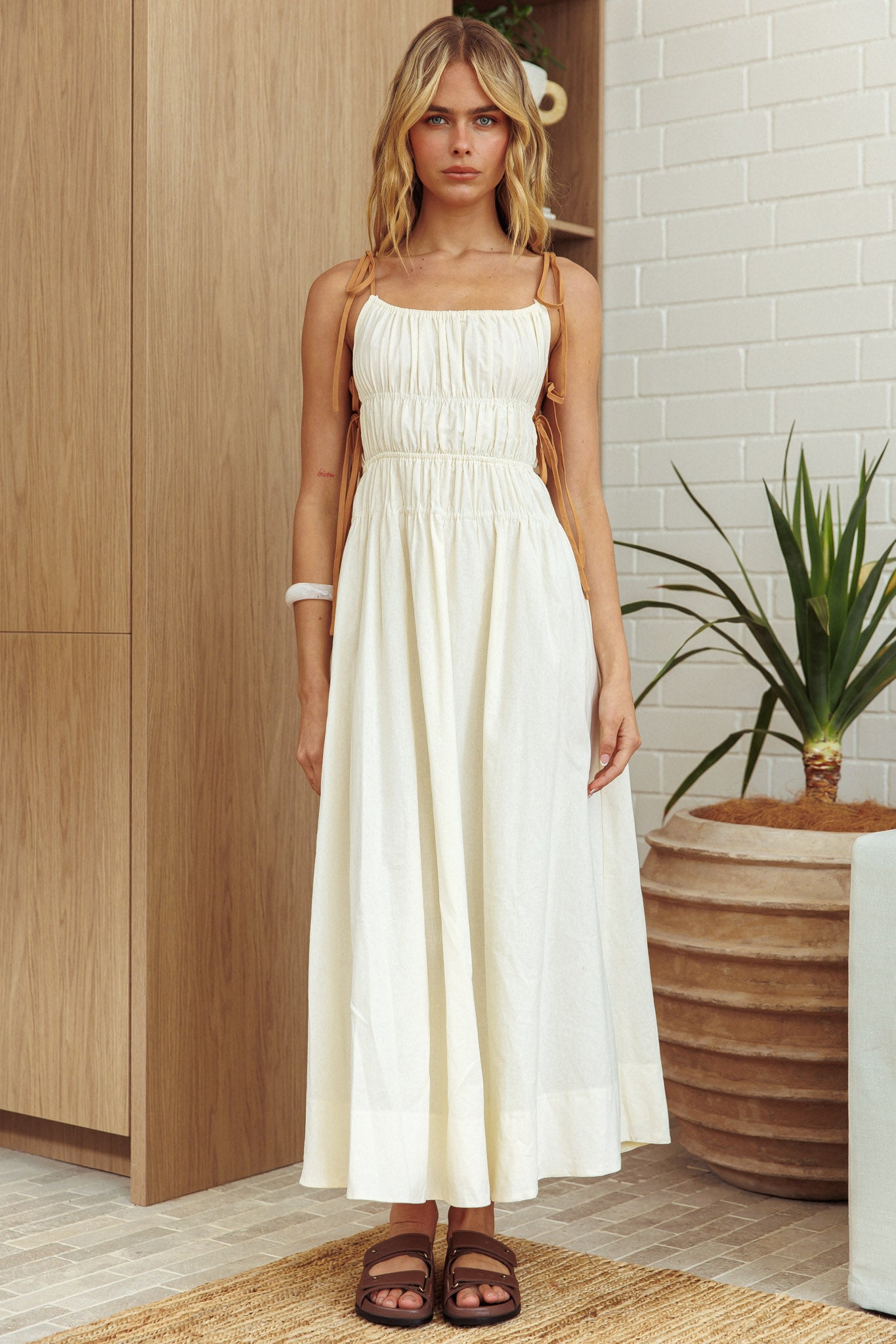 By The Way Side Tie Dress Oat-Maymioy