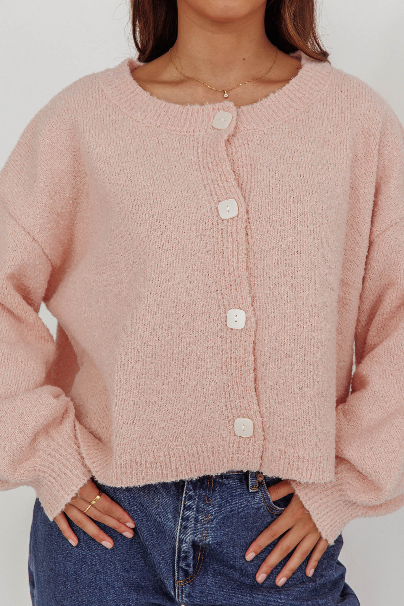 Taking Notes Button Front Cardigan Blush-Maymioy