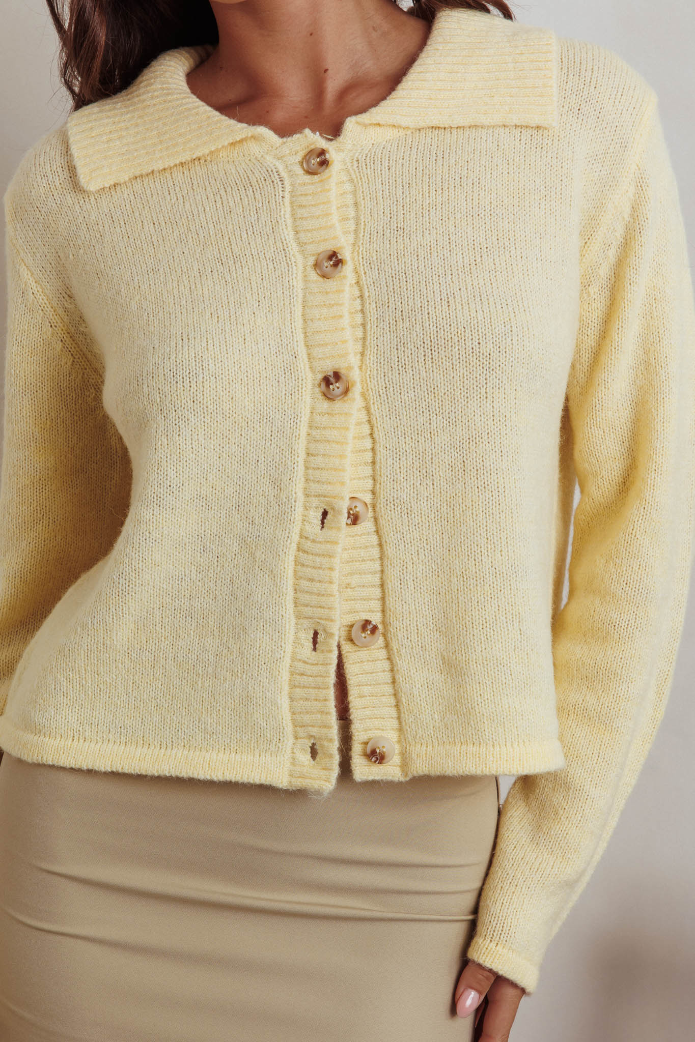 Margaret Button-Up Knit Cardigan Butter-Maymioy