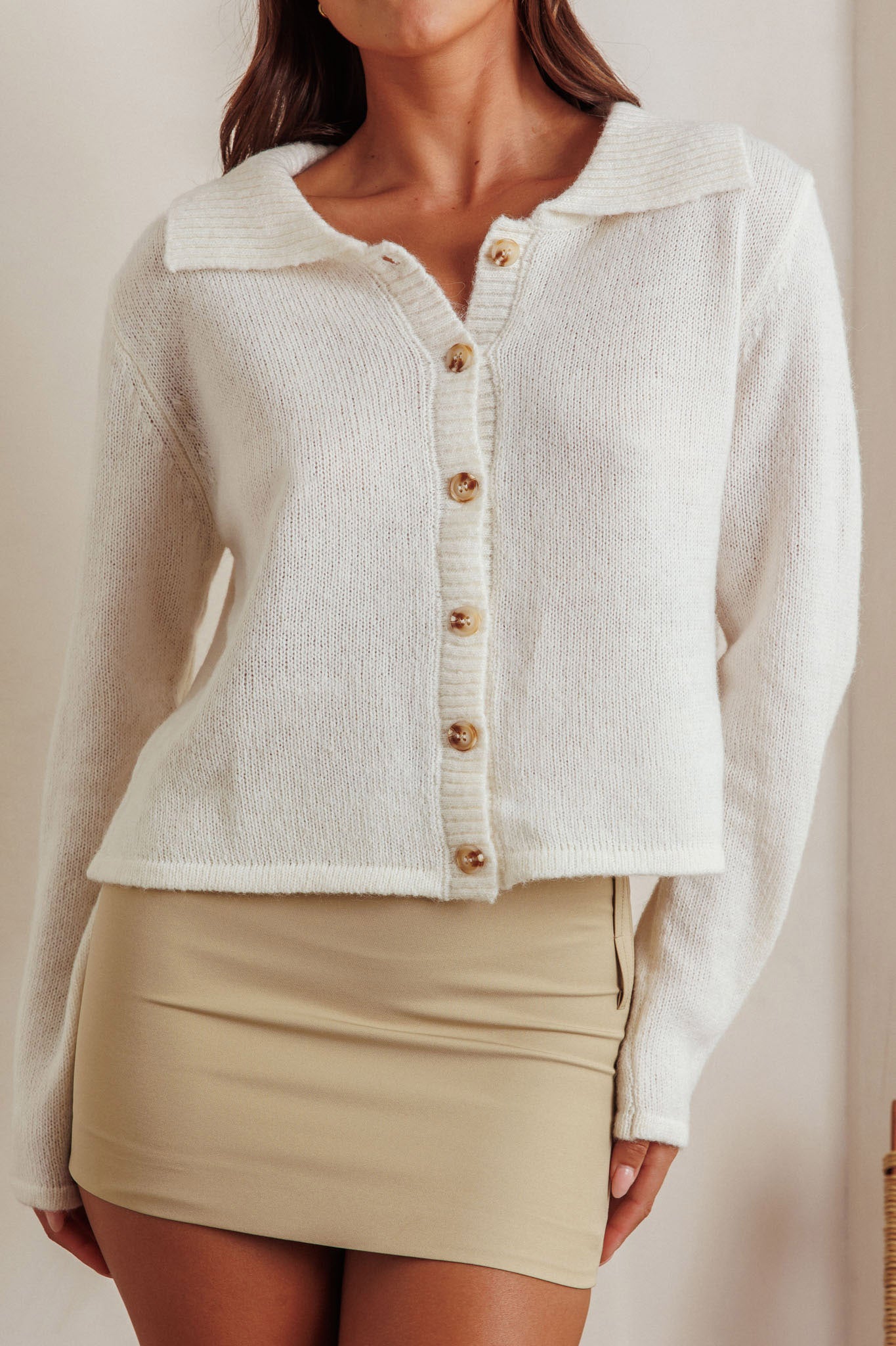 Margaret Button-Up Knit Cardigan Milk-Maymioy