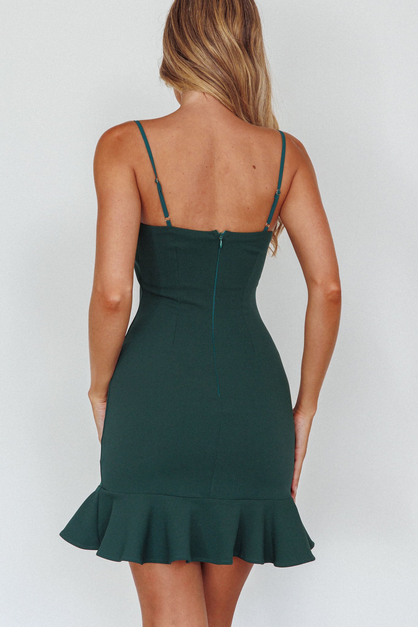 Emoji Bodycon Mini Dress Forest Green-Maymioy