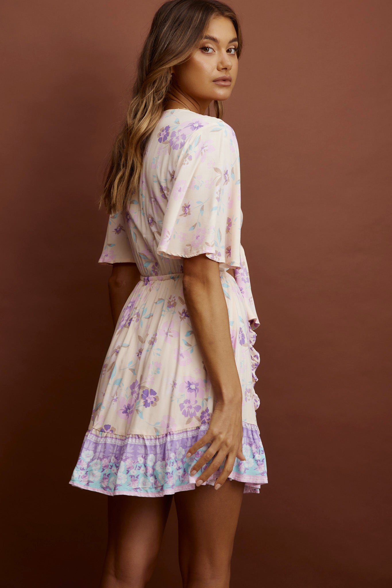 Suva Tie-Knot Bust A-Line Dress Floral Yellow-Maymioy