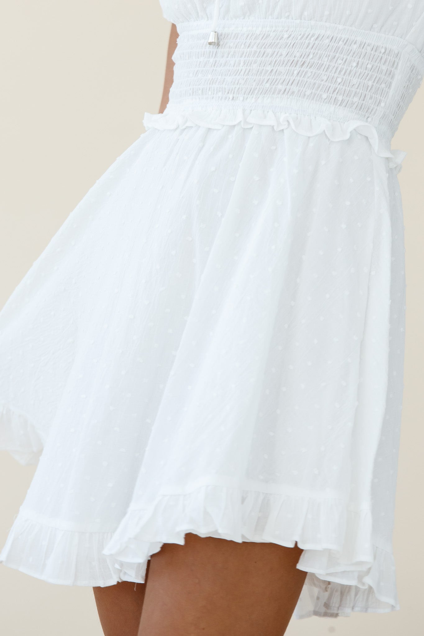 Summer In Paris Puff Sleeve Open Back Dress White-Maymioy