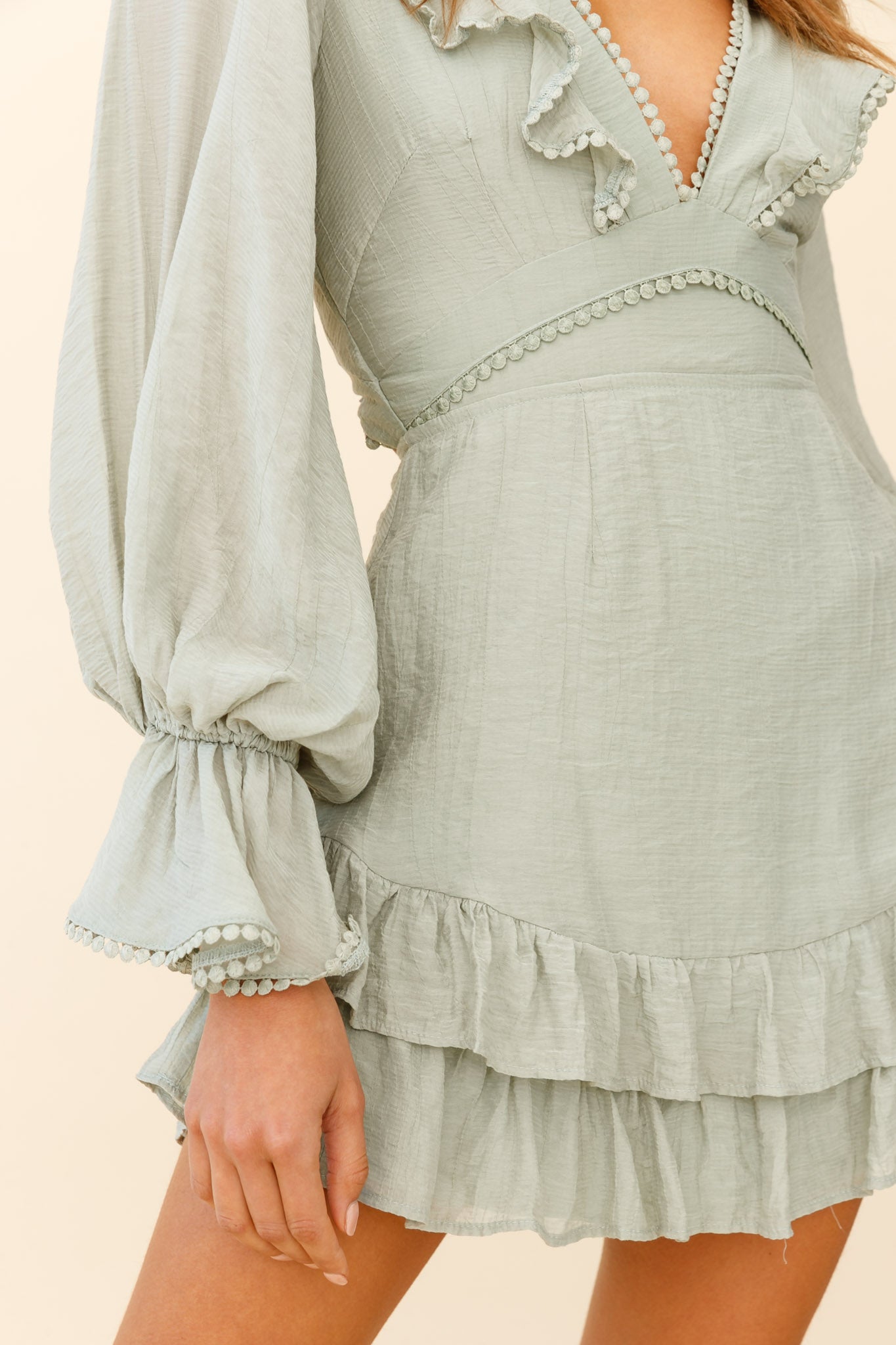 Charade Long Sleeve Corset Back Dress Olive-Maymioy