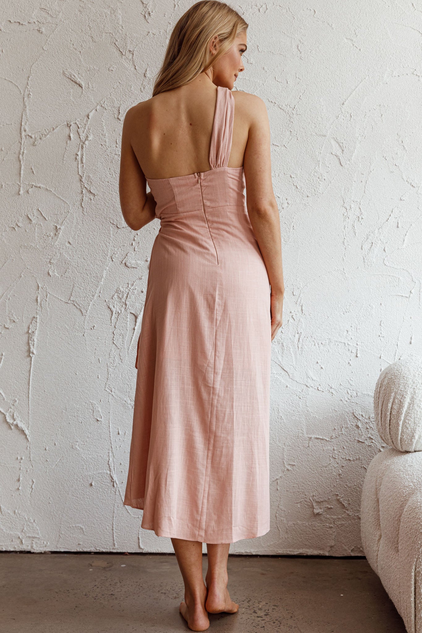 Island Time One-Shoulder Midi Dress Apricot-Maymioy