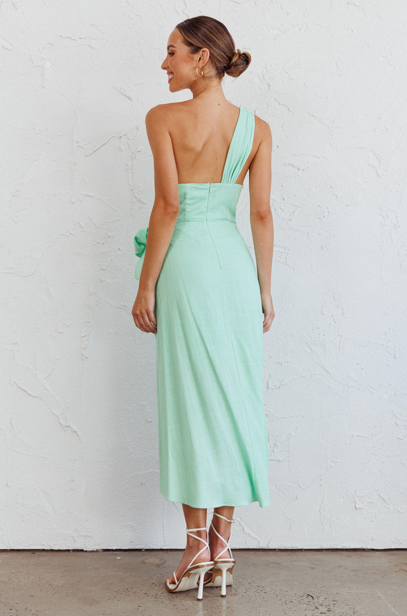 Island Time One-Shoulder Midi Dress Mint-Maymioy