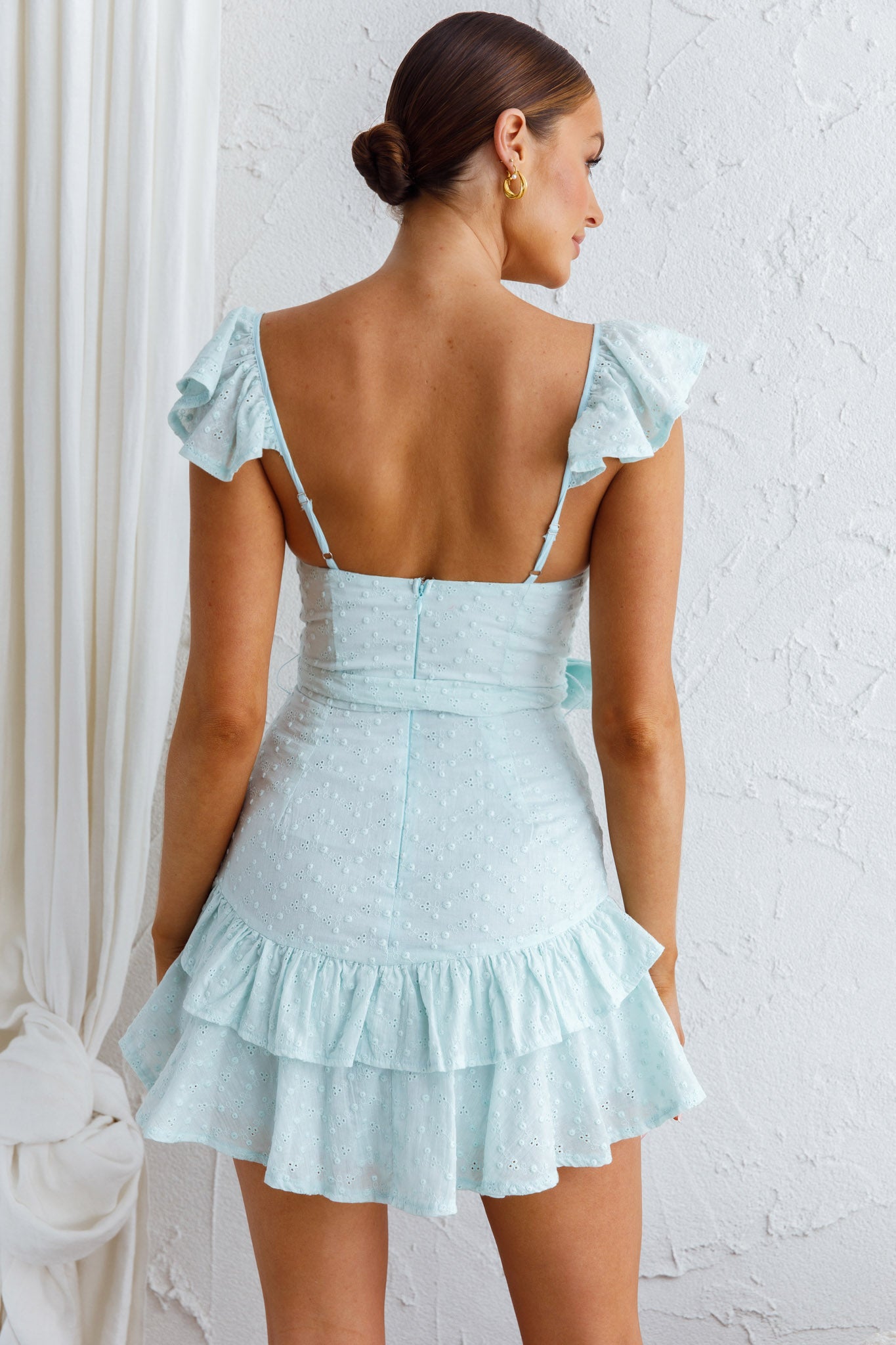 Theodore Ruffle Trimmed Mini Dress Sage-Maymioy
