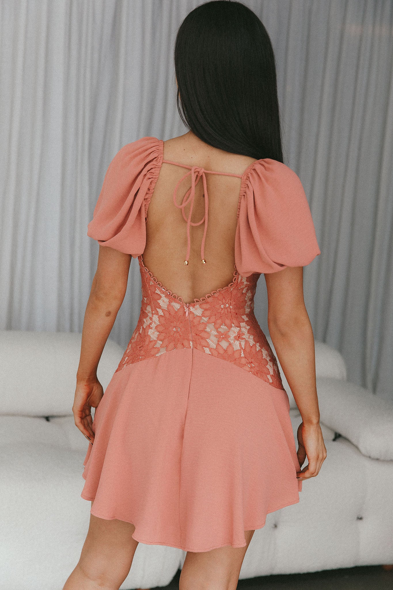 Mielle Lace Bodice Mini Dress Rose-Maymioy