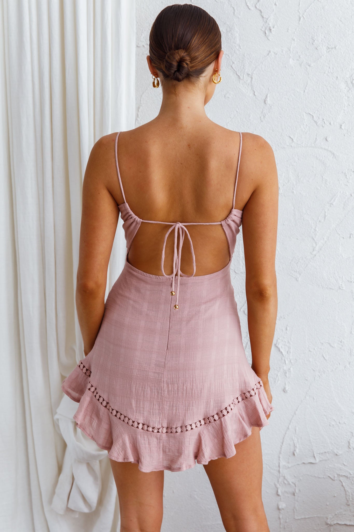 Royale Crochet Lace Trim Dress Mauve-Maymioy