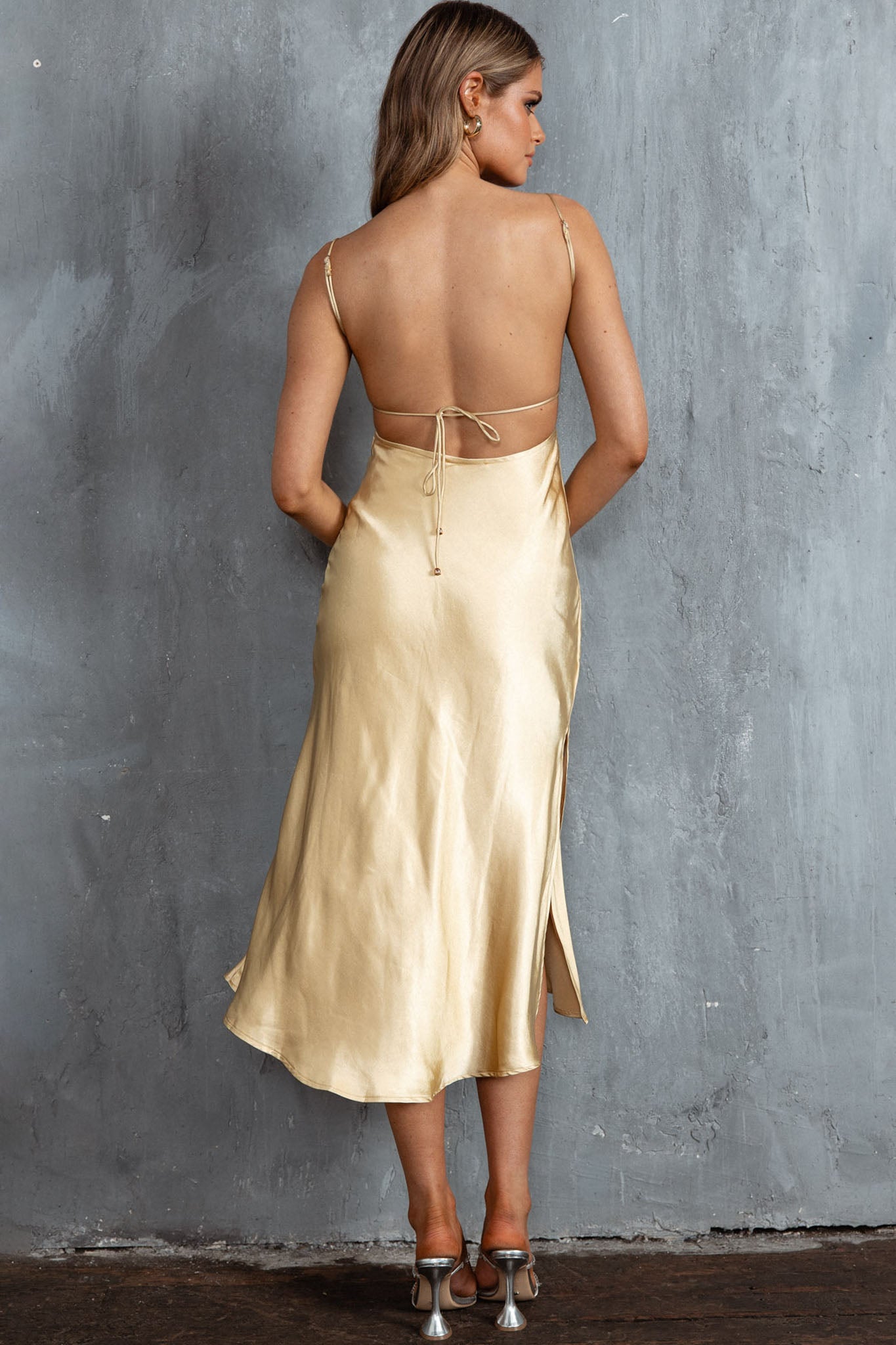 Dolce Life Low Back Midi Dress Lemon-Maymioy