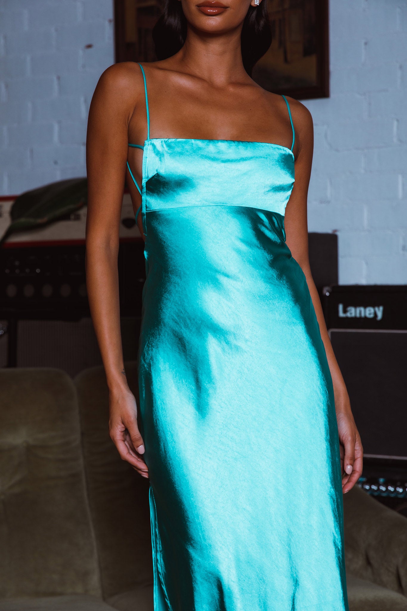Dolce Life Low Back Midi Dress Teal-Maymioy