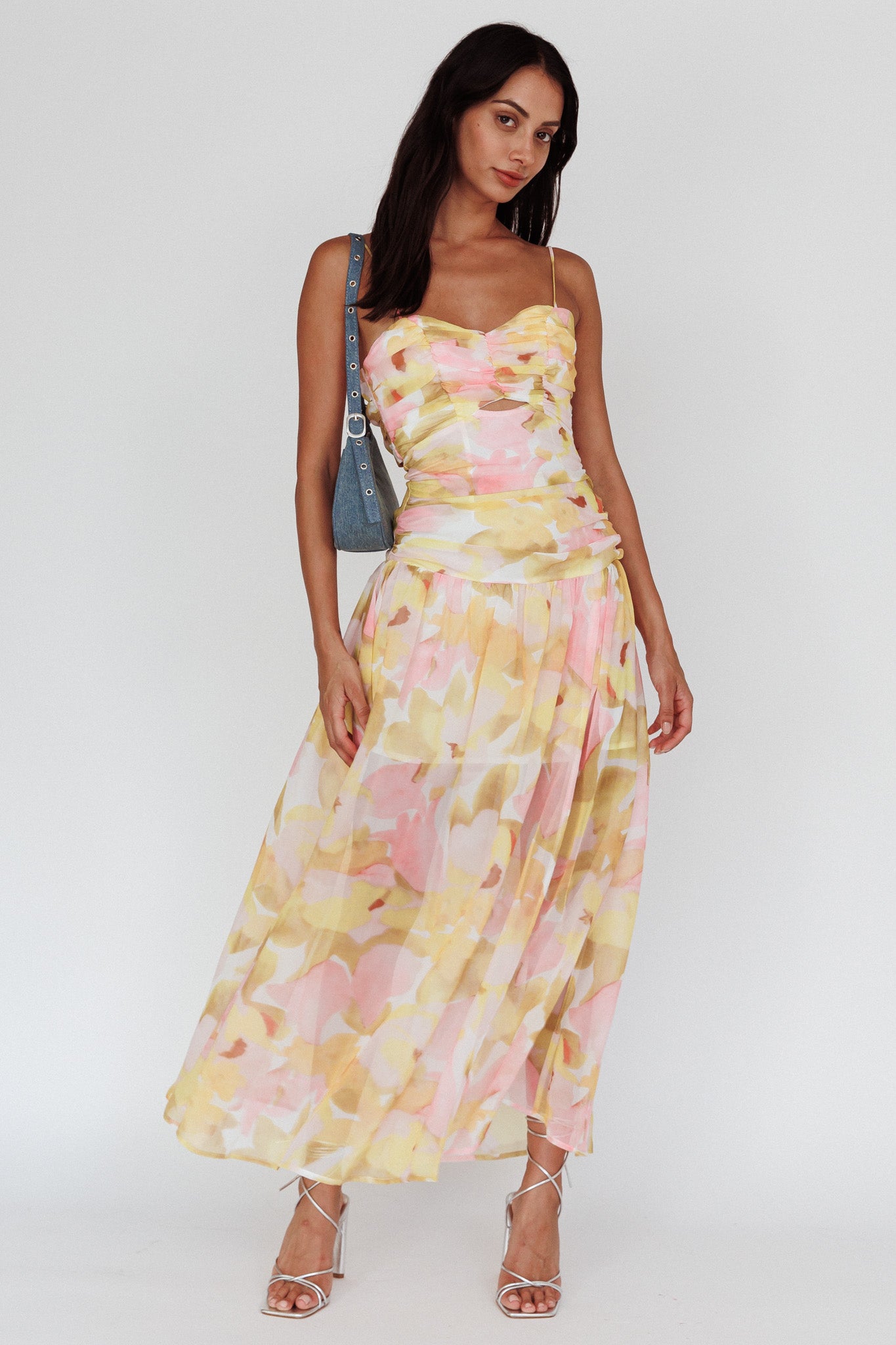 Stars Are Blind Tied Back Midi Dress Floral Pink-Maymioy