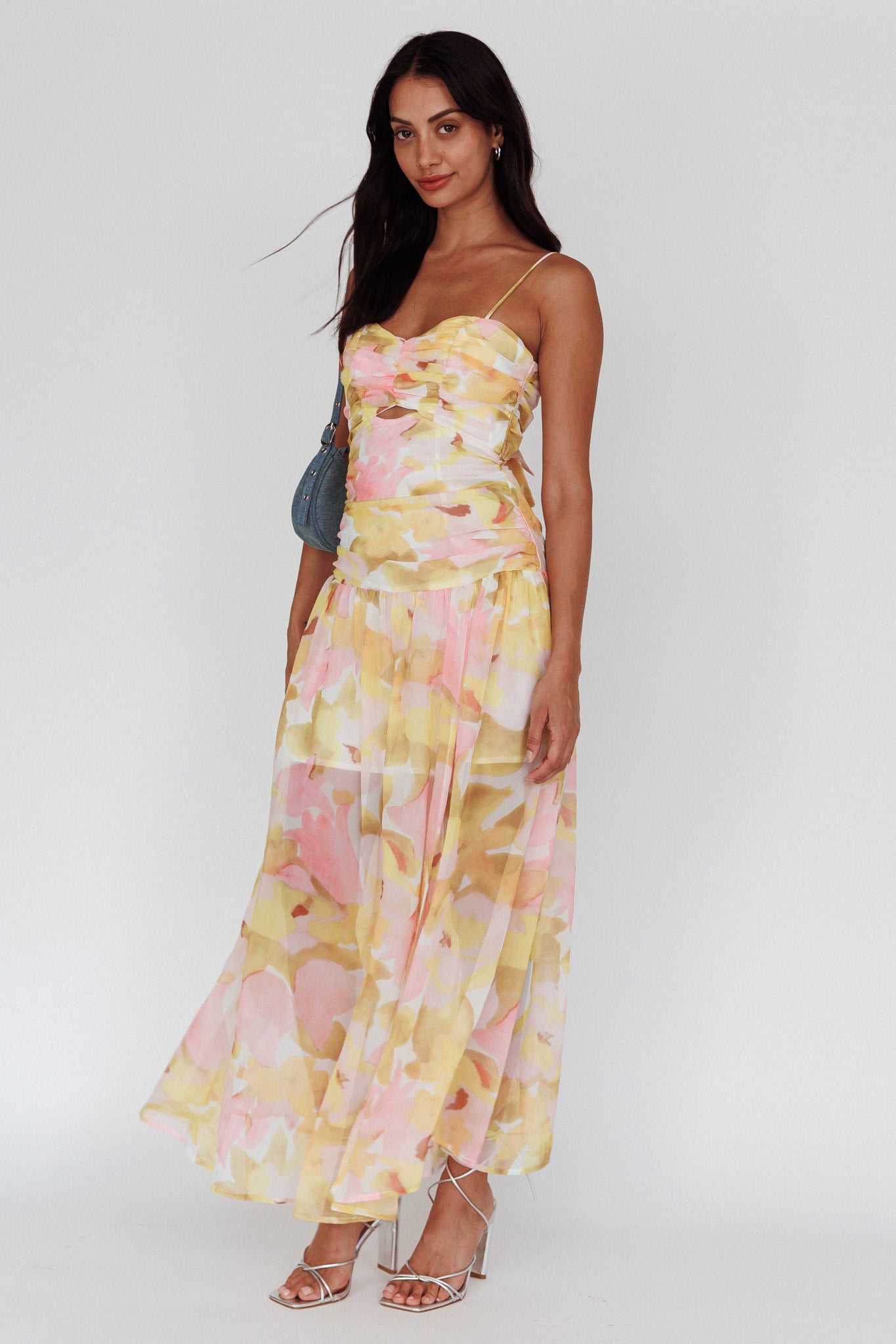 Stars Are Blind Tied Back Midi Dress Floral Pink-Maymioy