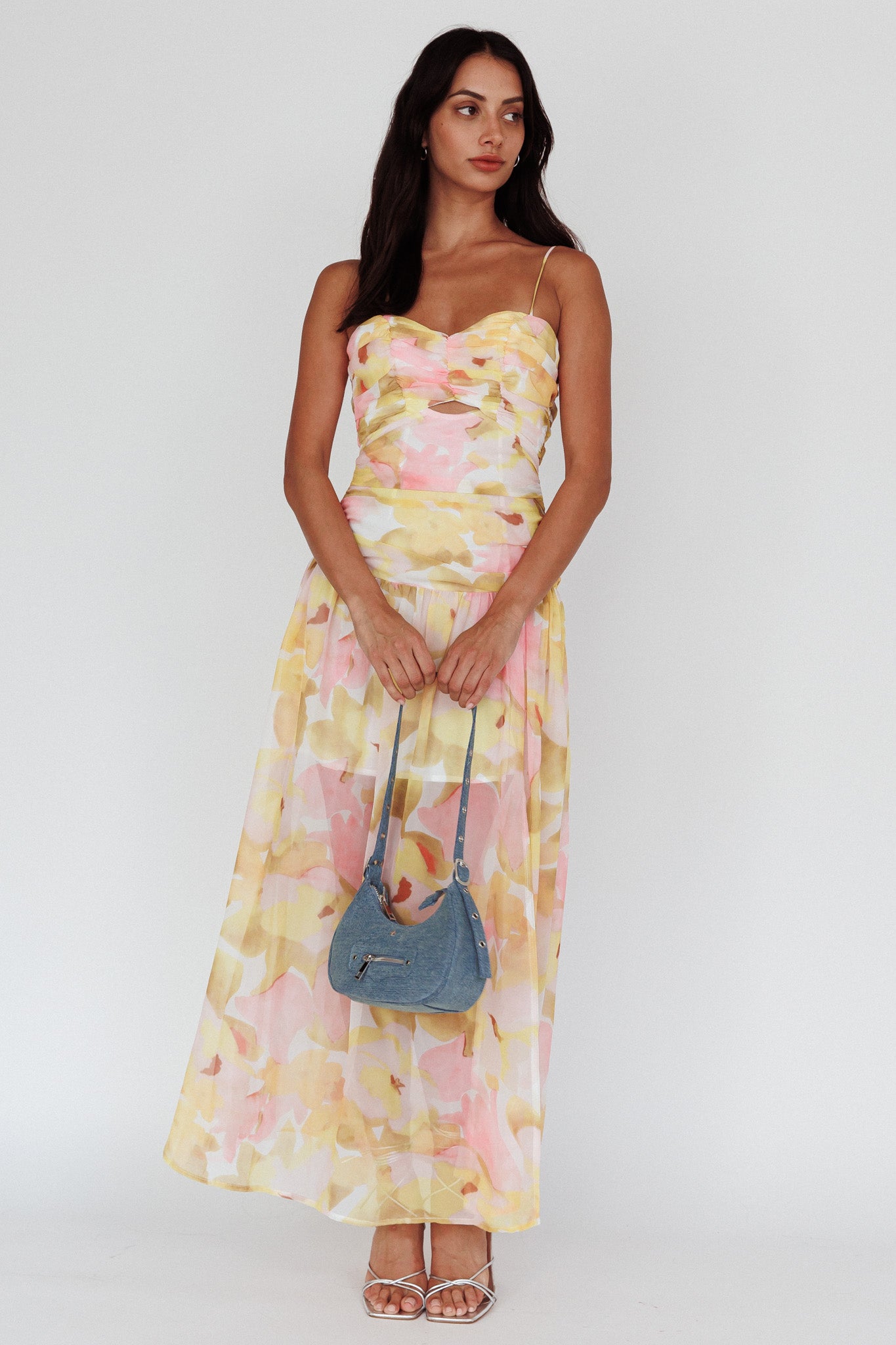 Stars Are Blind Tied Back Midi Dress Floral Pink-Maymioy
