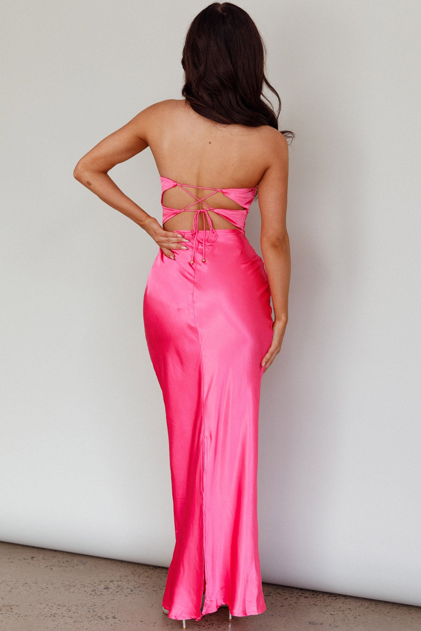 Good Impression Double Twist Midi Dress Hot Pink-Maymioy