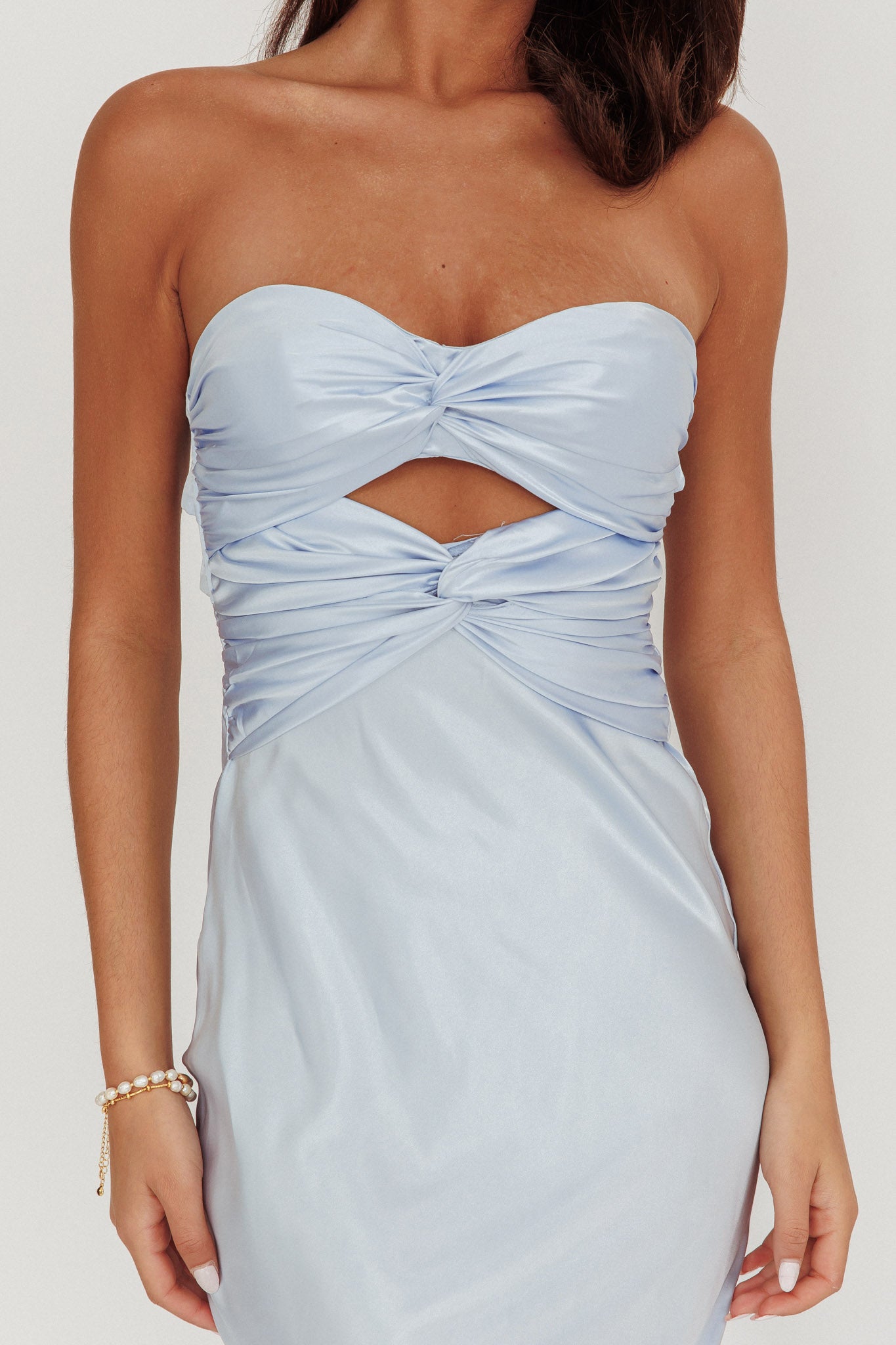 Good Impression Double Twist Maxi Dress Steel Blue-Maymioy