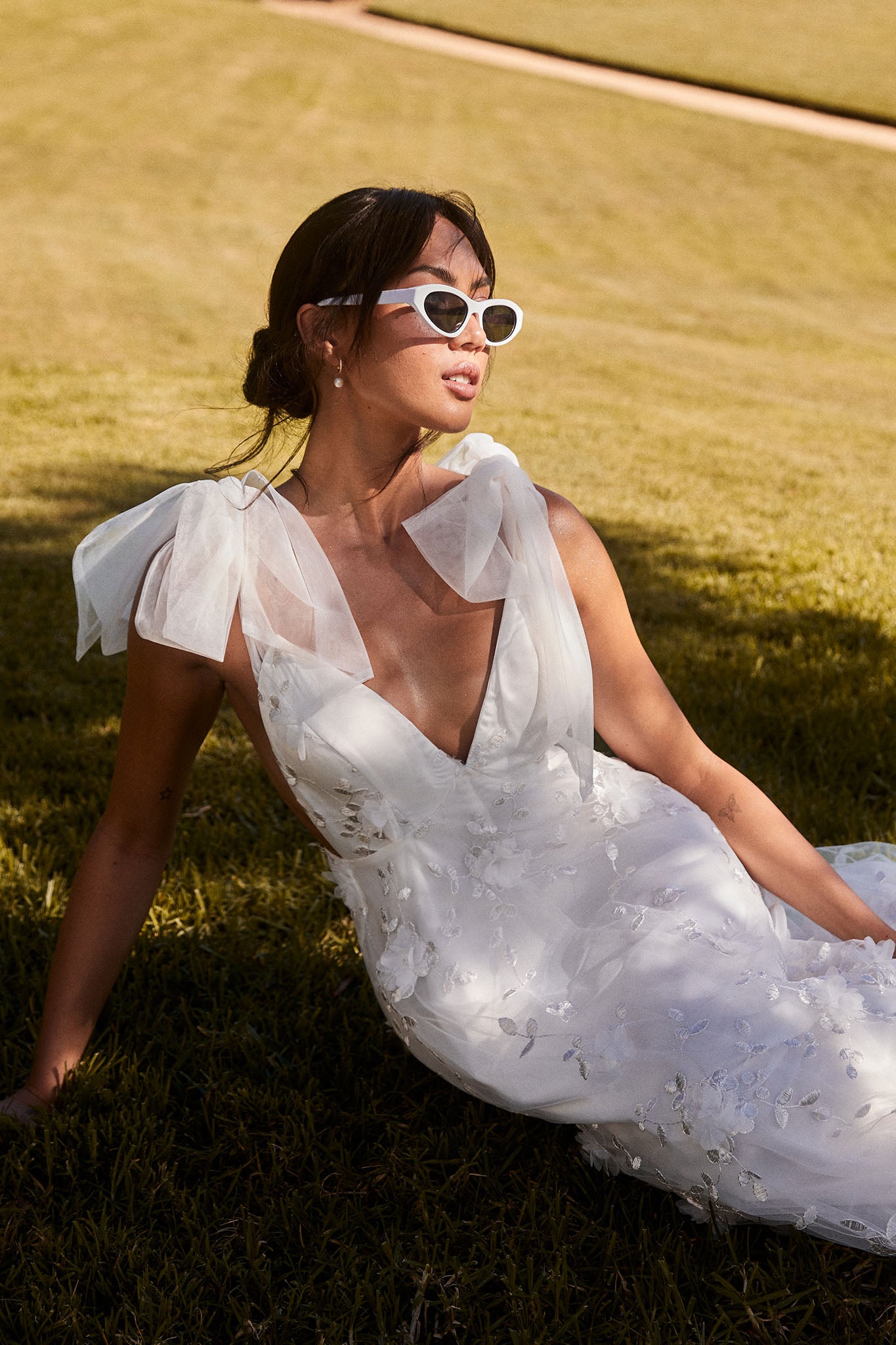 Chantilly Tied Shoulder Maxi Dress White-Maymioy