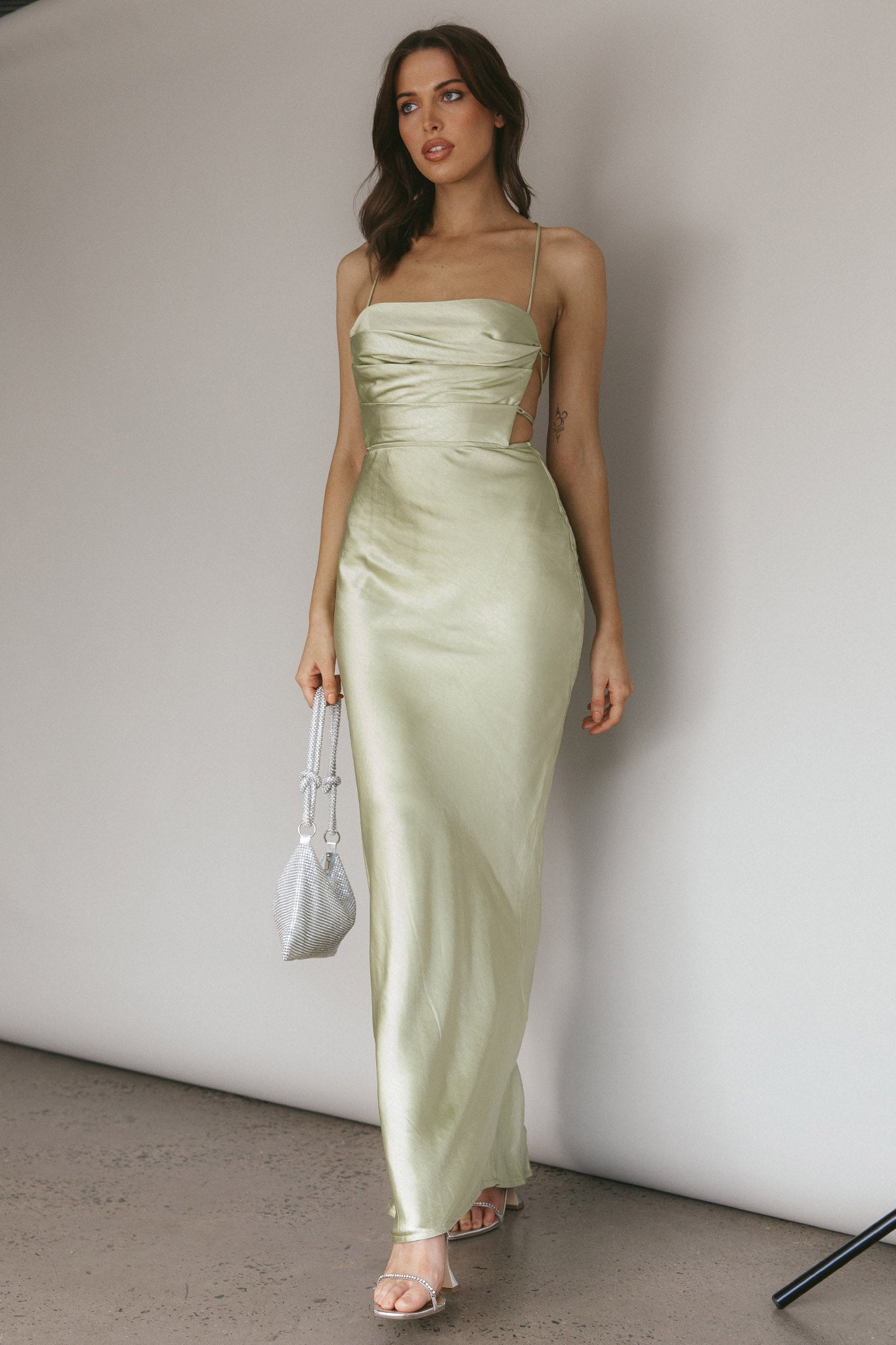 Heaven On Earth Lace-Up Back Maxi Dress Kiwi-Maymioy