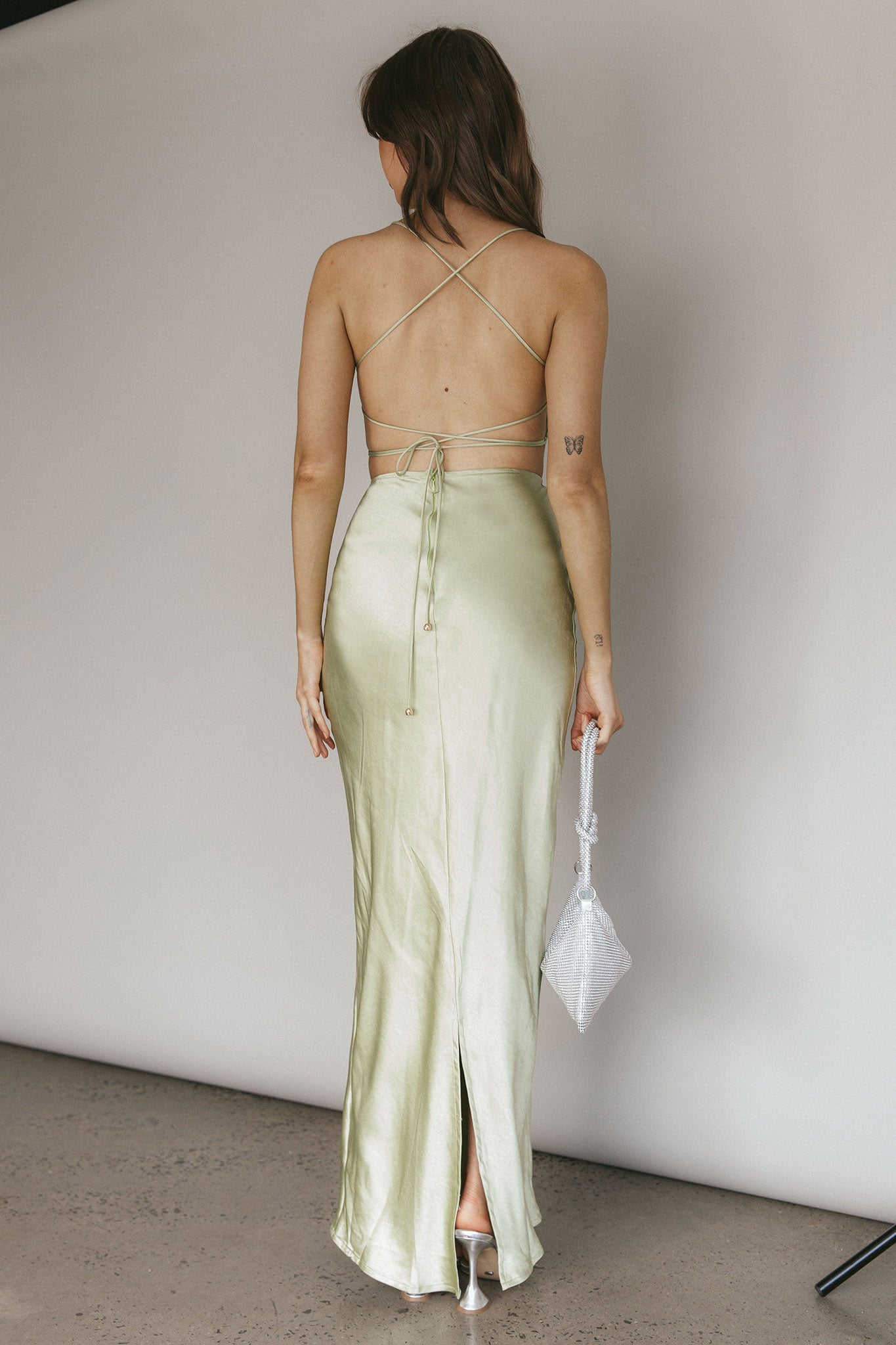 Heaven On Earth Lace-Up Back Maxi Dress Kiwi-Maymioy