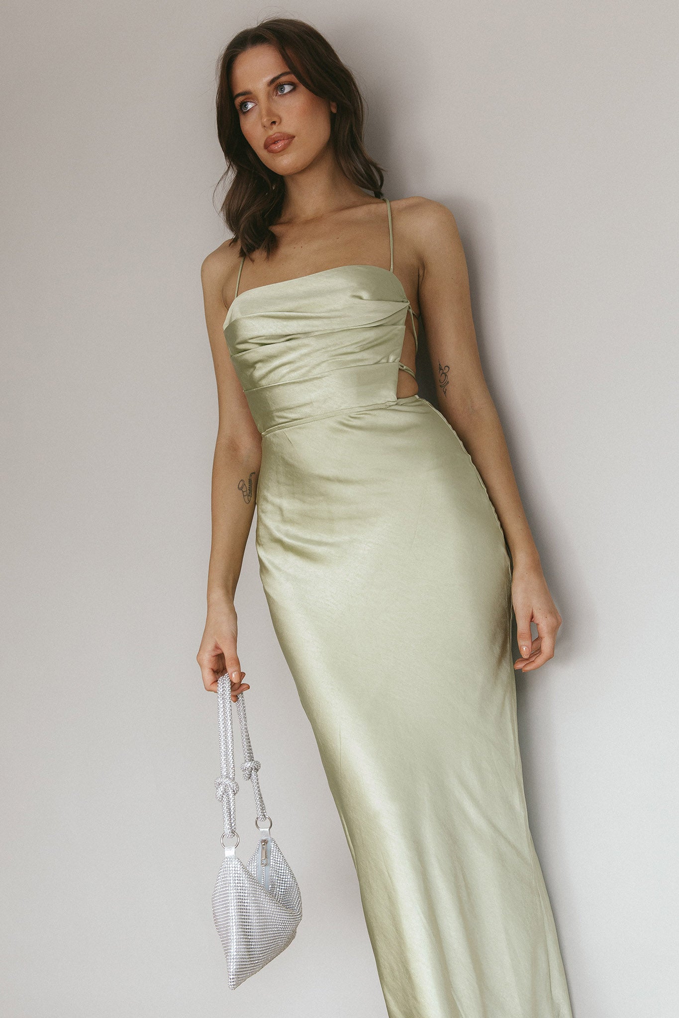 Heaven On Earth Lace-Up Back Maxi Dress Kiwi-Maymioy