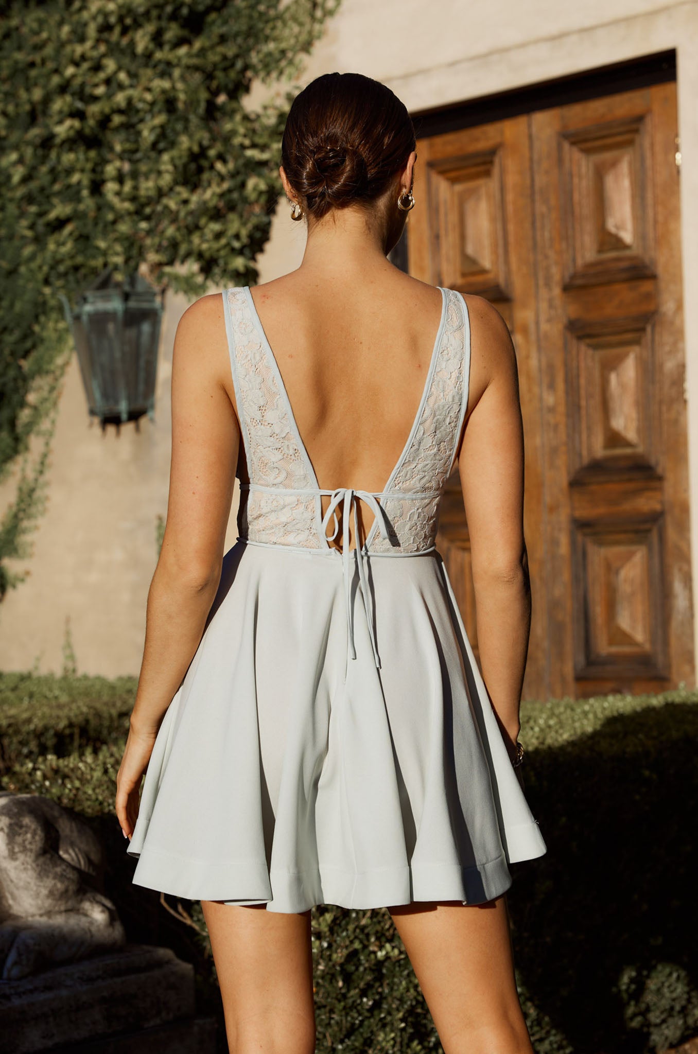 Shailene Lace Bodice A-Line Dress Sage-Maymioy