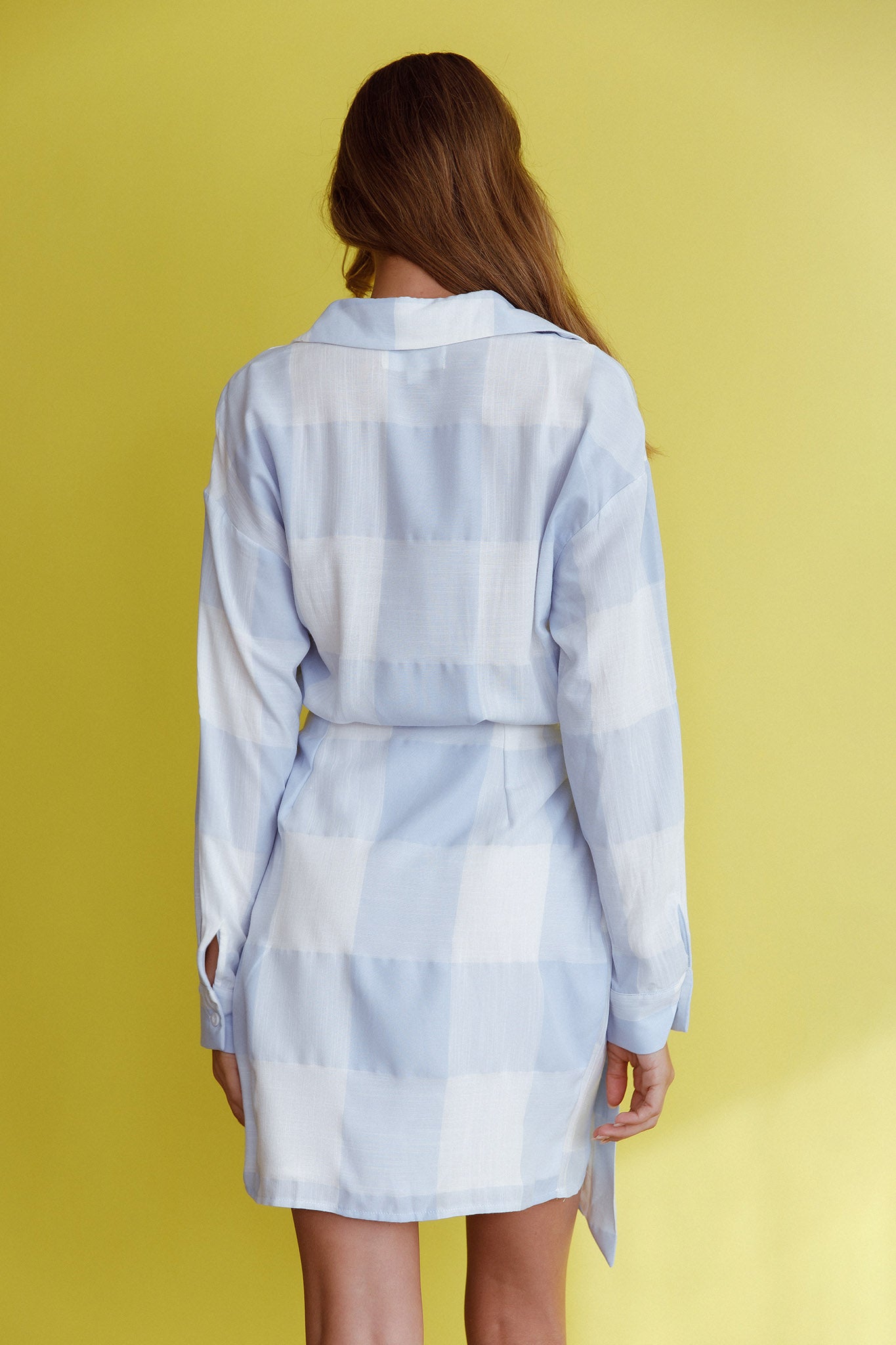 Staten Island Wrap Shirt Dress Blue-Maymioy