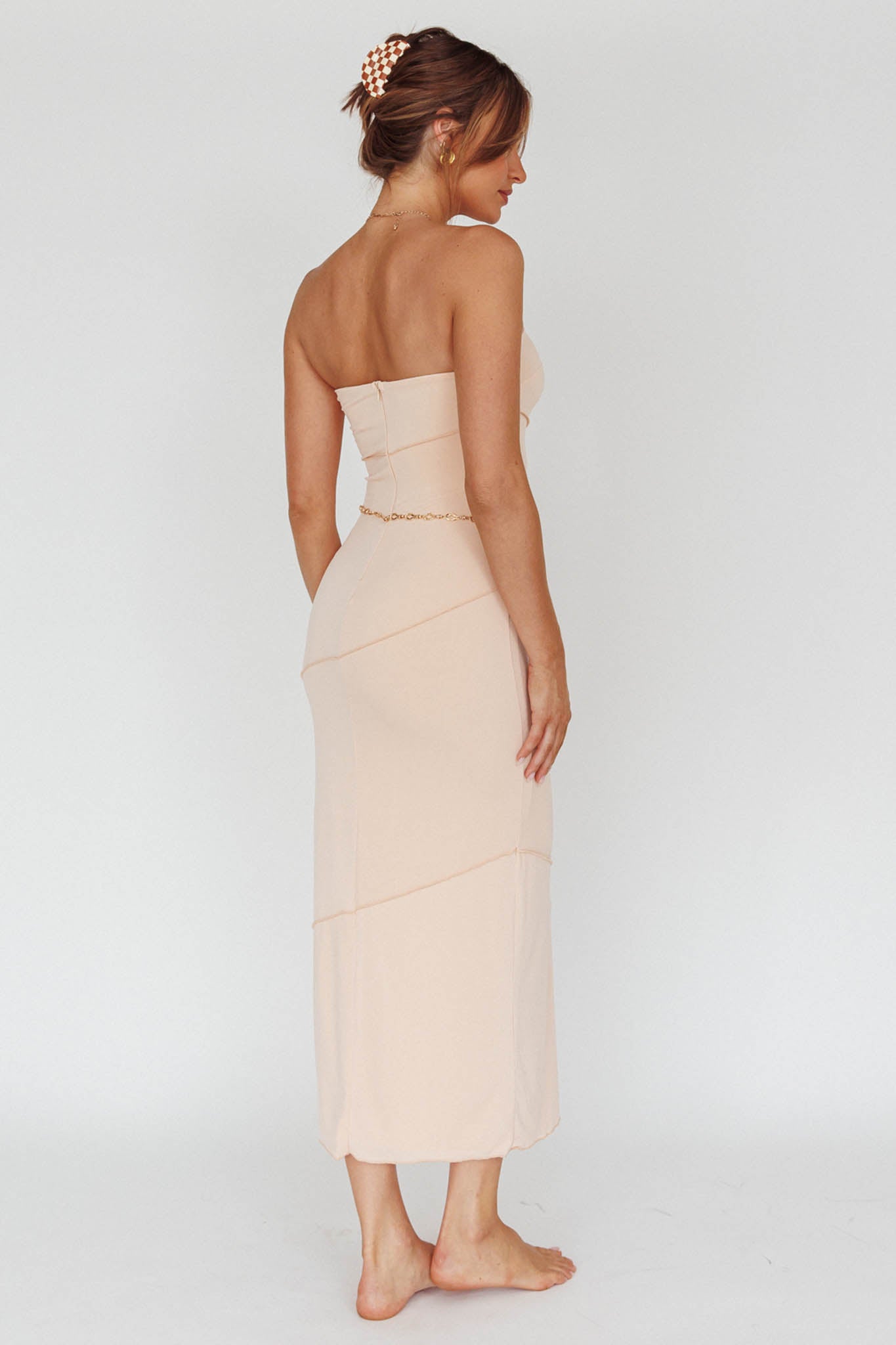 Making Headlines Strapless Midi Dress Cream-Maymioy