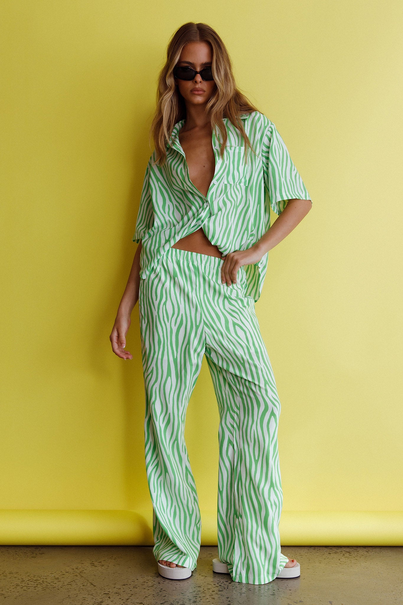 Just A Hunch Pants Zebra Green-Maymioy
