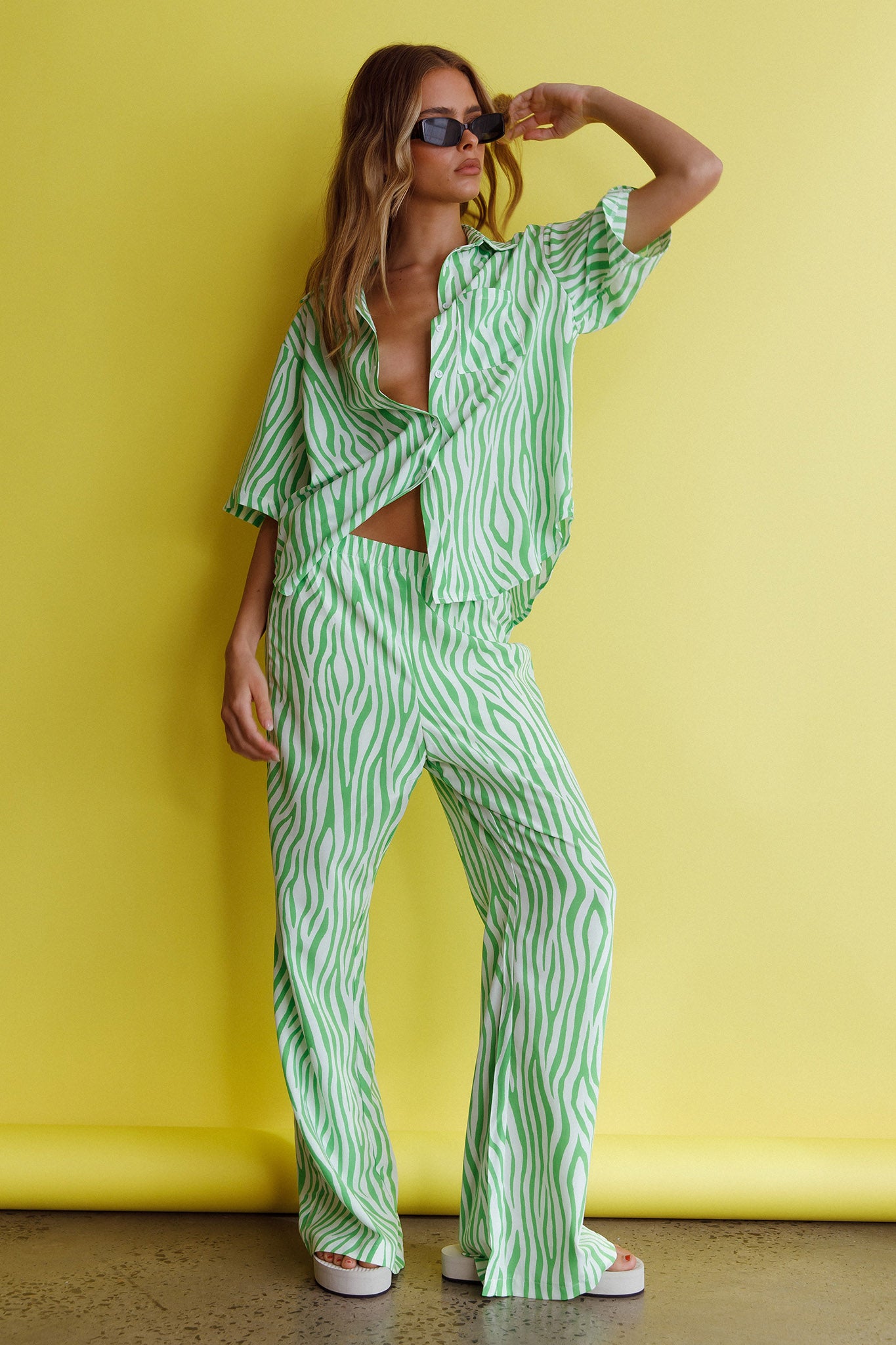 Just A Hunch Pants Zebra Green-Maymioy