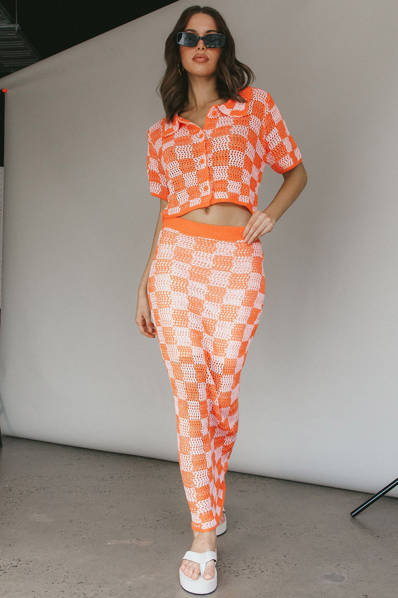 Byron Bay Crochet Buttoned Top Sunset-Maymioy