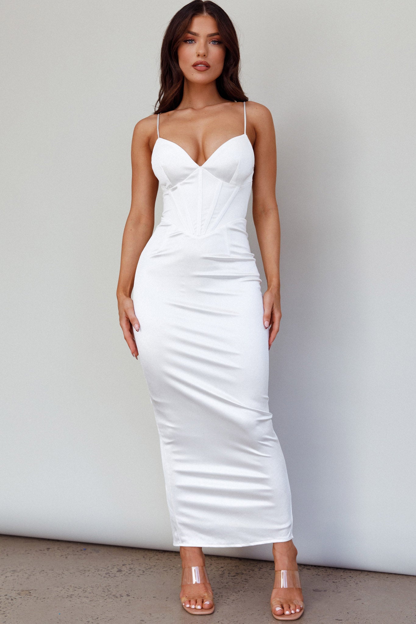 Seraya Lace-Up Back Dress White-Maymioy