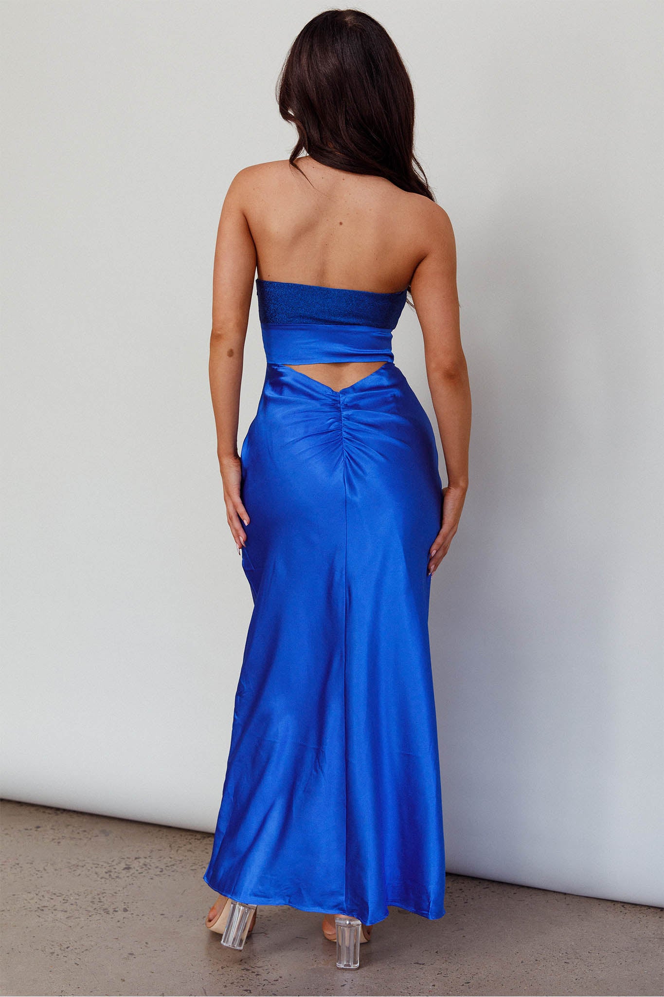 L'Amore Cut-Out Bodice Midi Dress Deep Blue-Maymioy