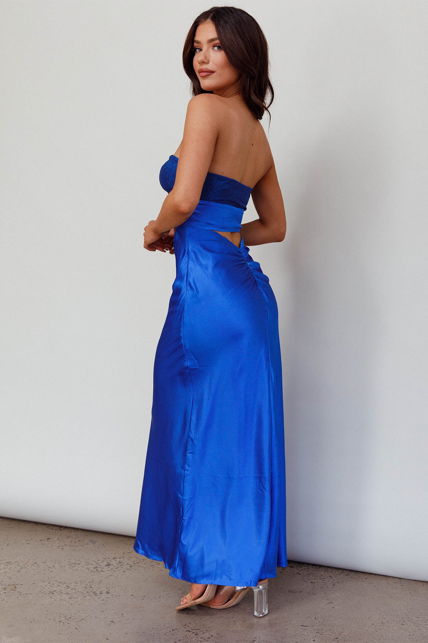 L'Amore Cut-Out Bodice Midi Dress Deep Blue-Maymioy