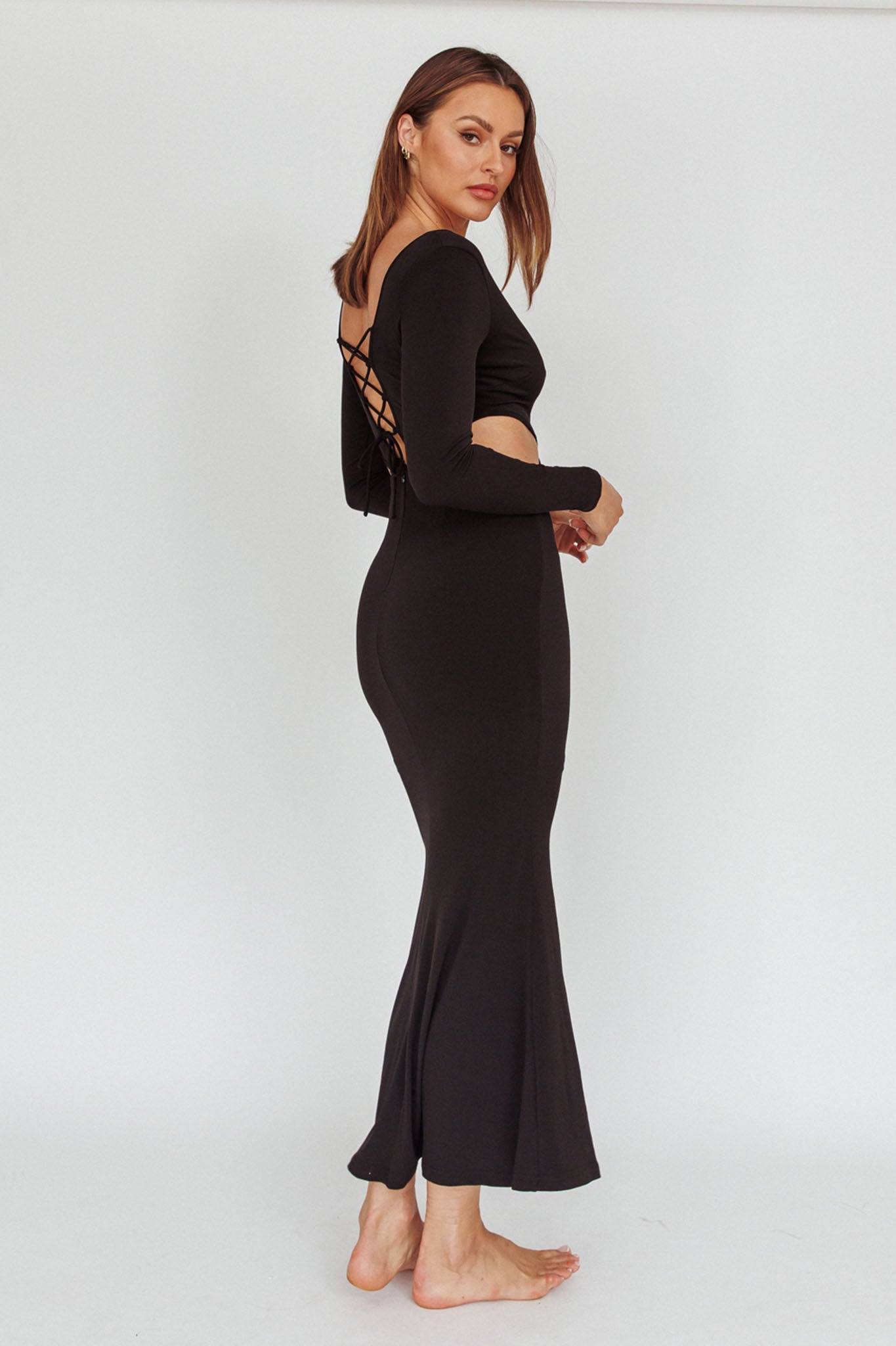 Dress Codes Cut-Out Maxi Dress Black-Maymioy