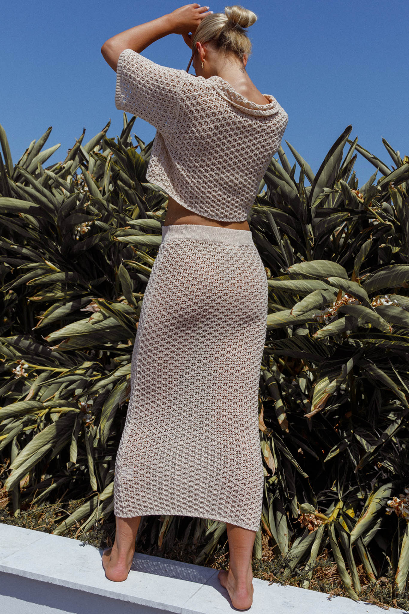 Summer Sunset Crochet Maxi Skirt Oat-Maymioy