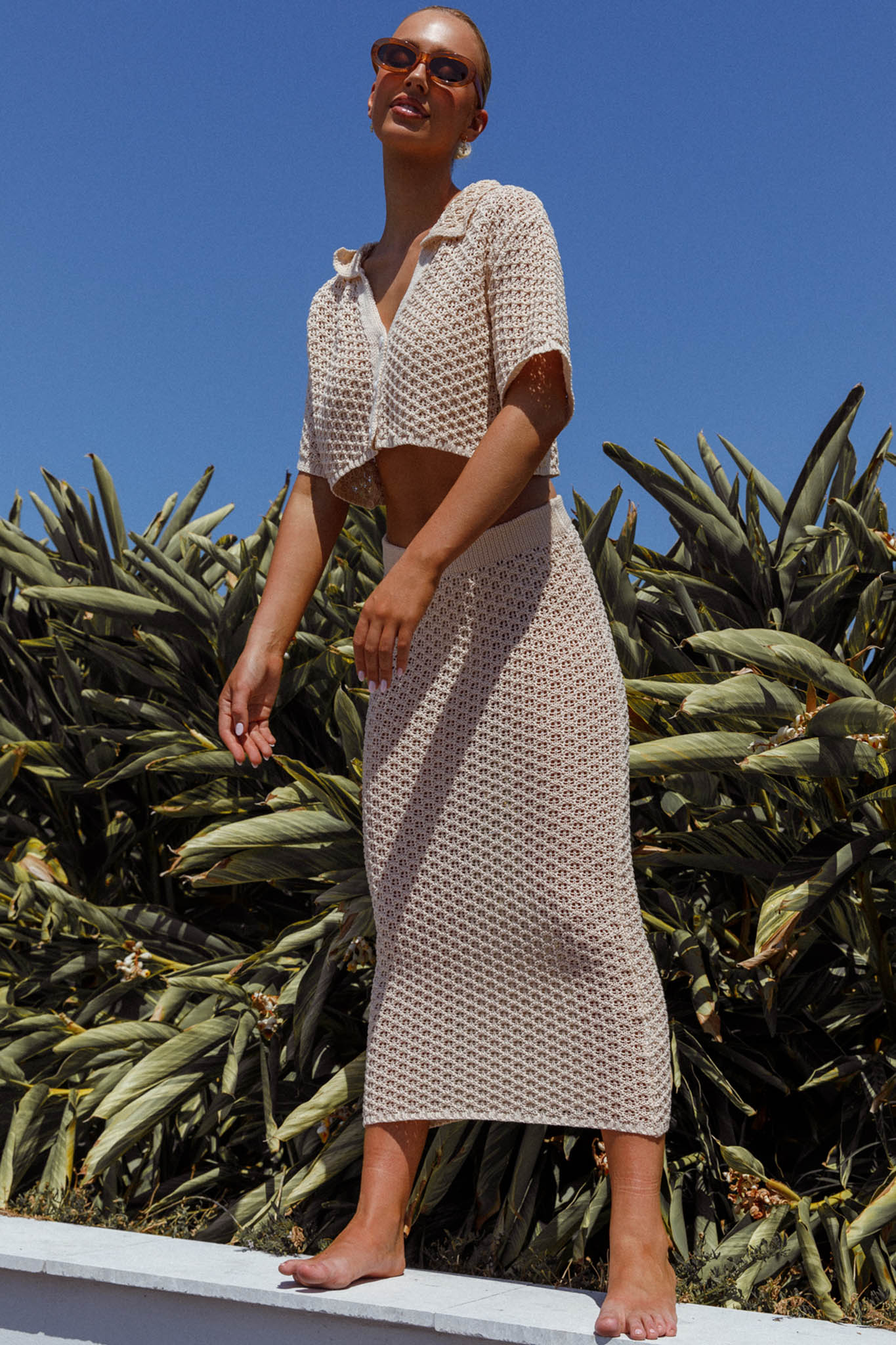Summer Sunset Crochet Top Oat-Maymioy