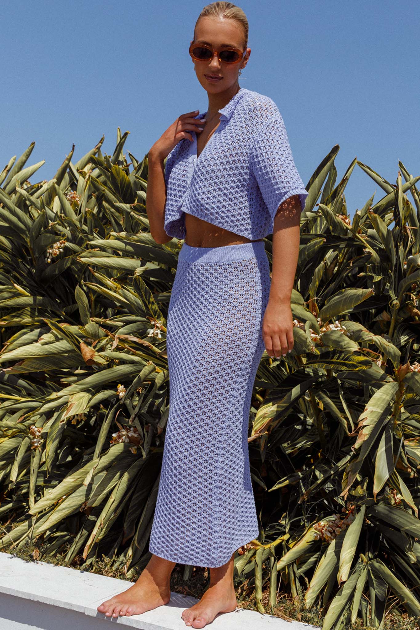 Summer Sunset Crochet Maxi Skirt Lavender-Maymioy