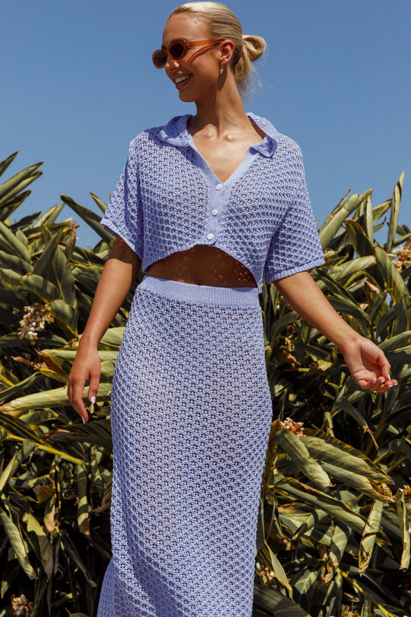 Summer Sunset Crochet Maxi Skirt Lavender-Maymioy