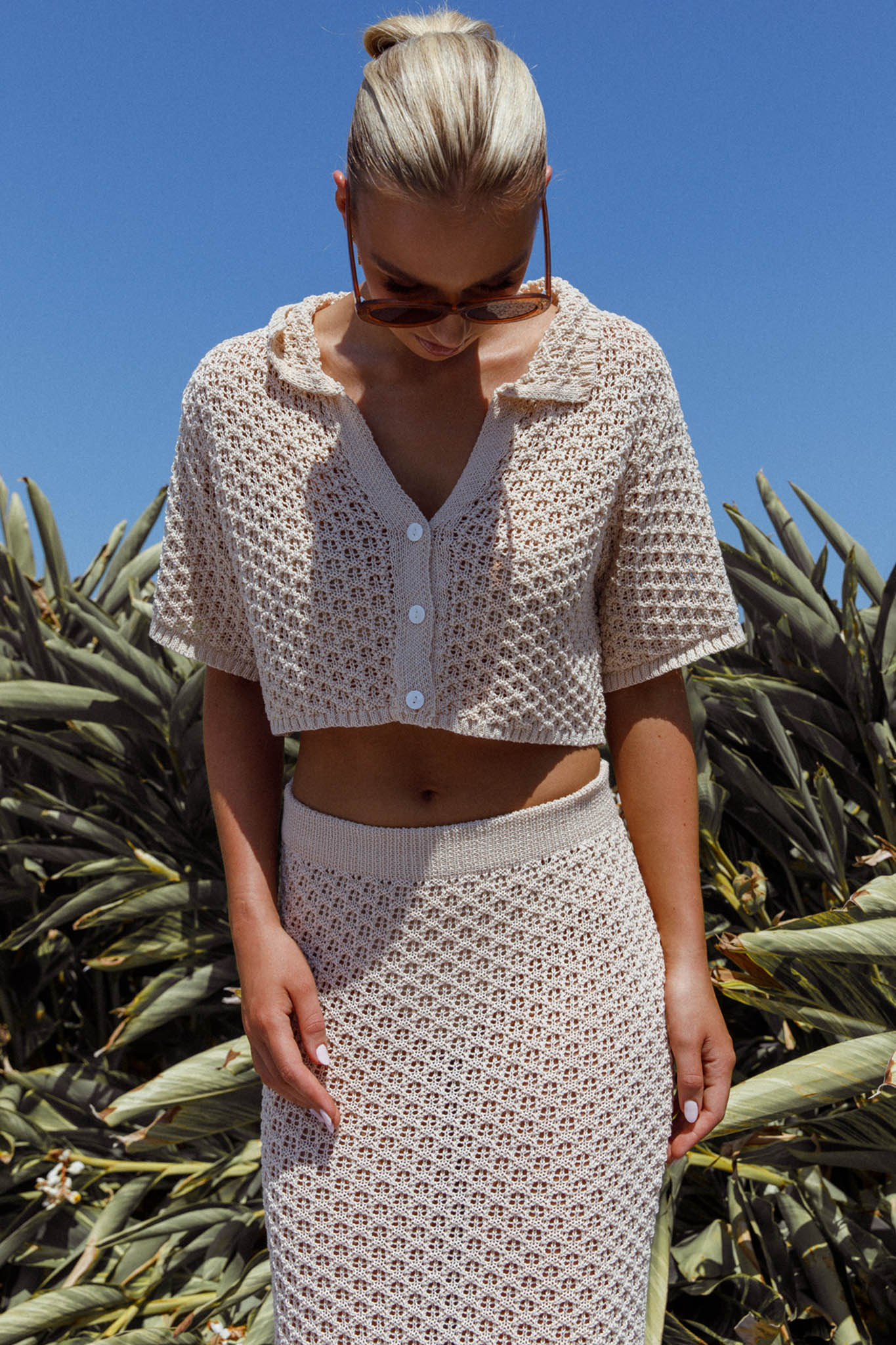 Summer Sunset Crochet Top Oat-Maymioy