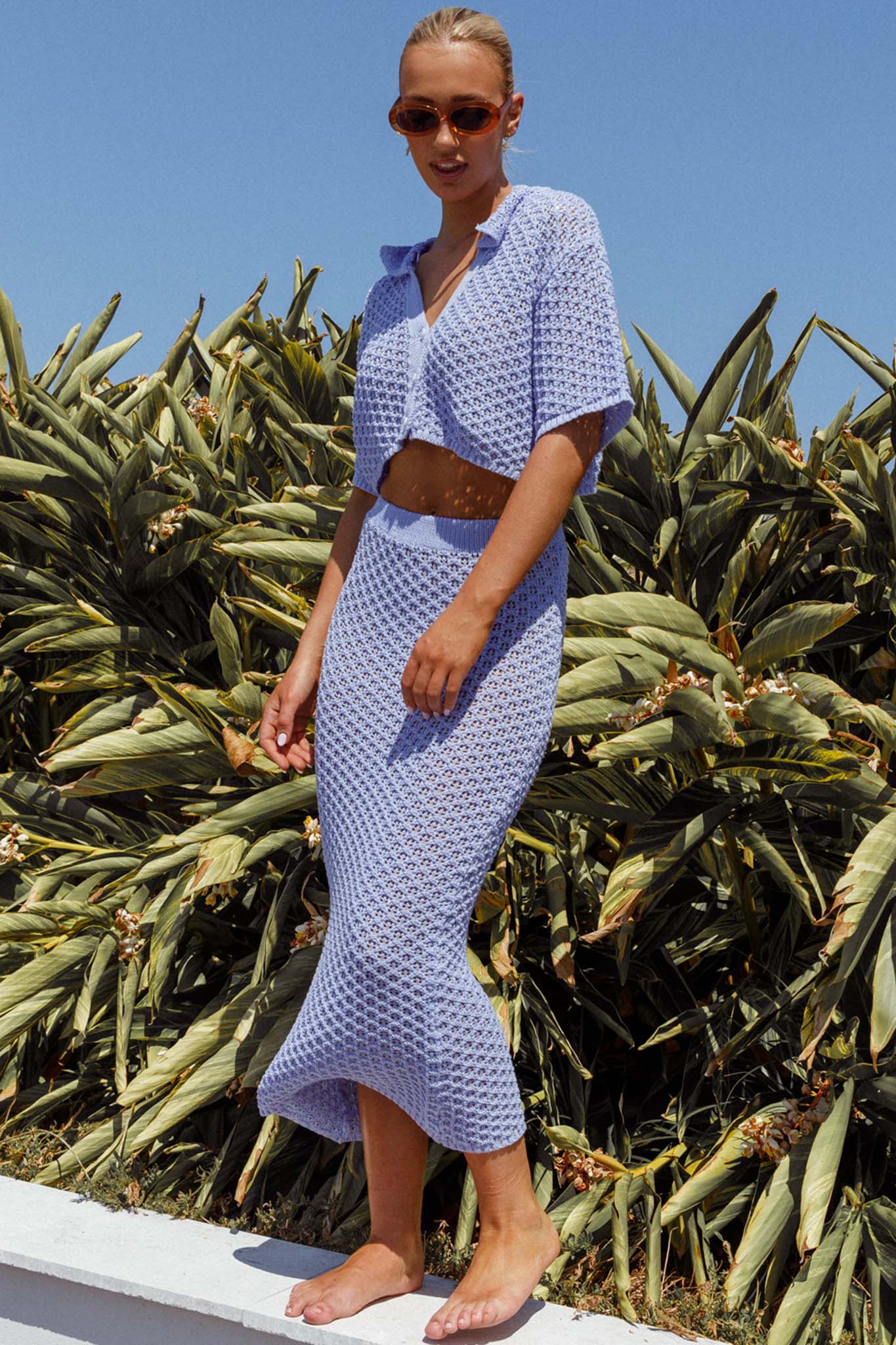 Summer Sunset Crochet Top Lavender-Maymioy