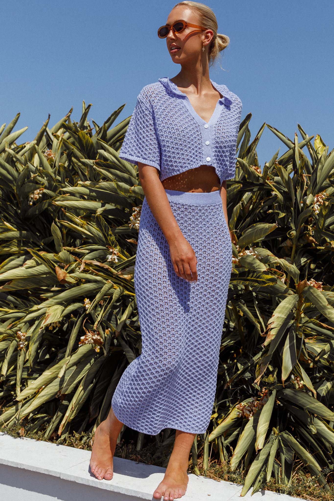 Summer Sunset Crochet Top Lavender-Maymioy