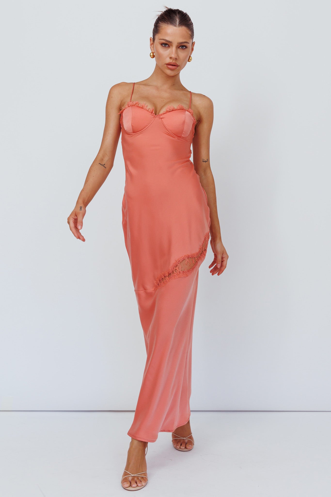 Sweet Talker Lace Trim Midi Dress Mango-Maymioy