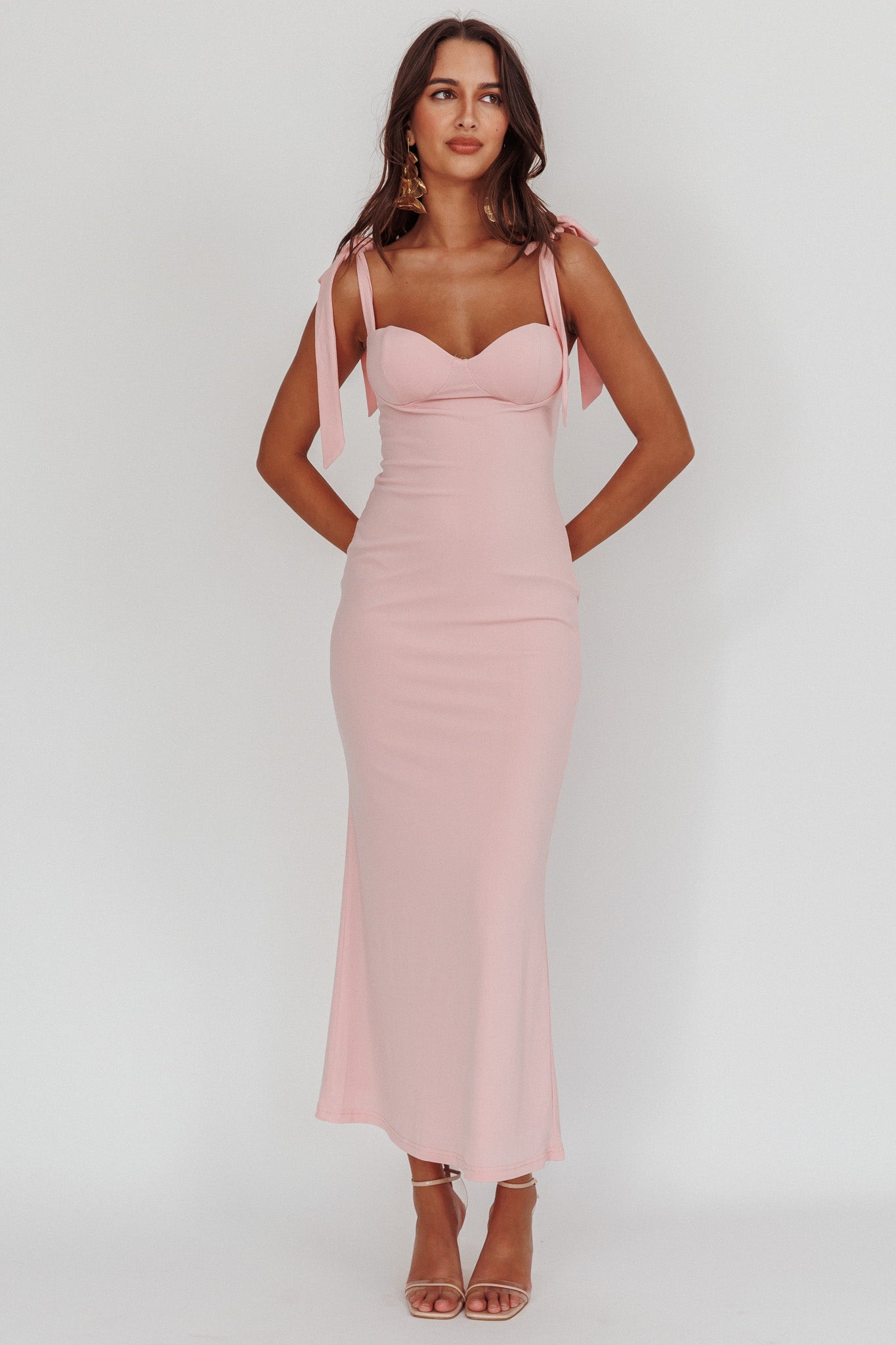 Rose Garden Tied Shoulder Maxi Dress Blush-Maymioy