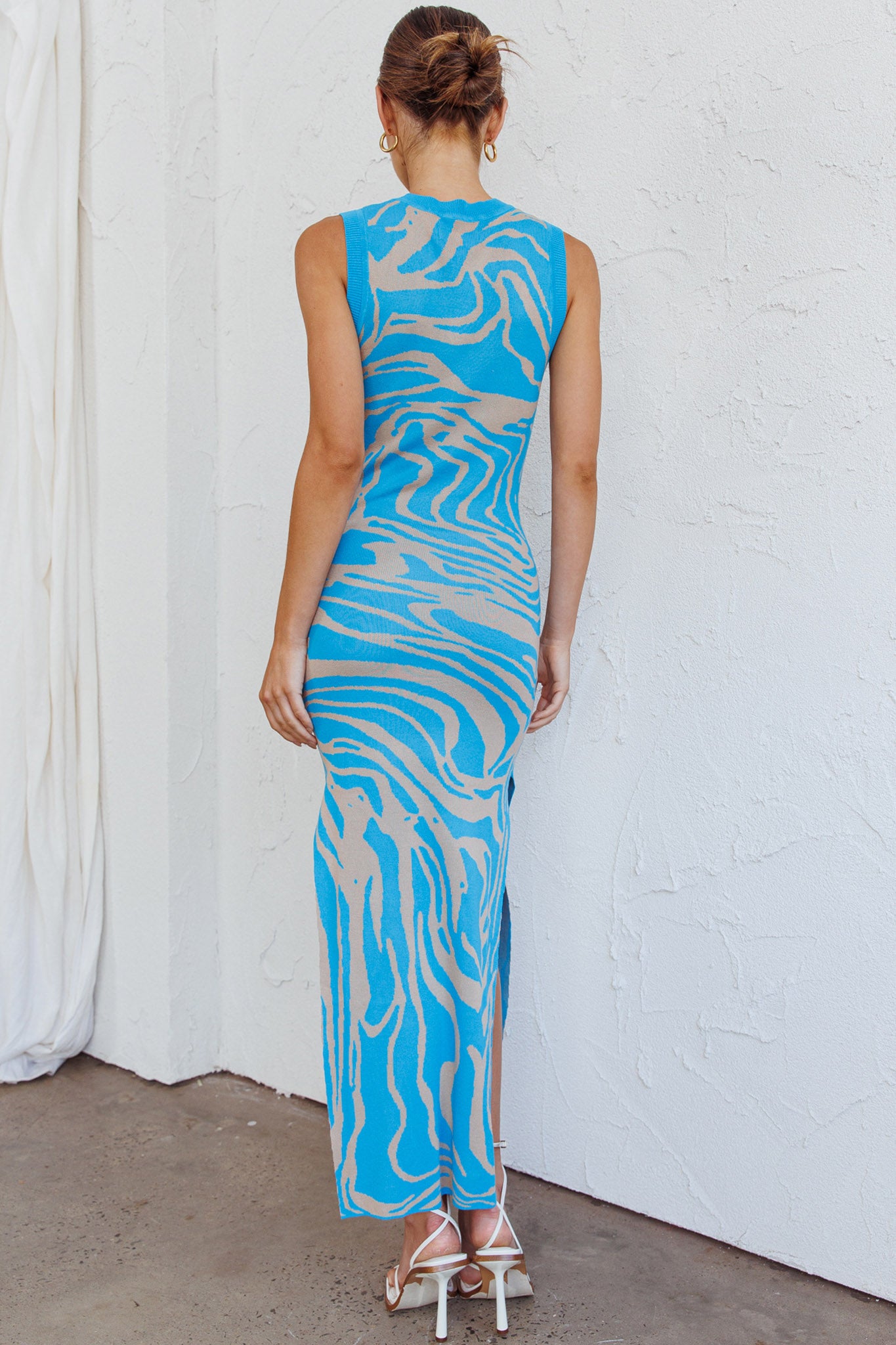 Elsinore Sleeveless Knit Maxi Dress Blue-Maymioy