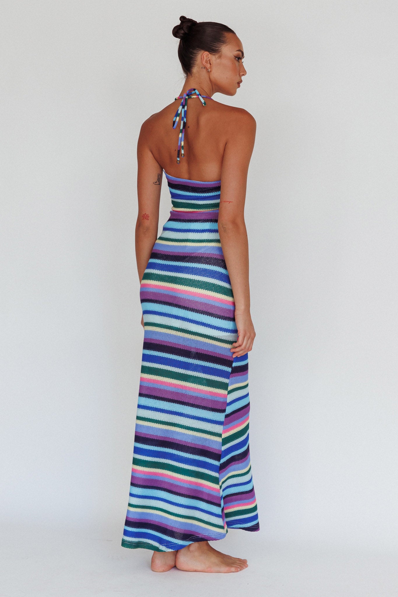 Kandy Crochet Maxi Dress Stripe Lavender Multi-Maymioy
