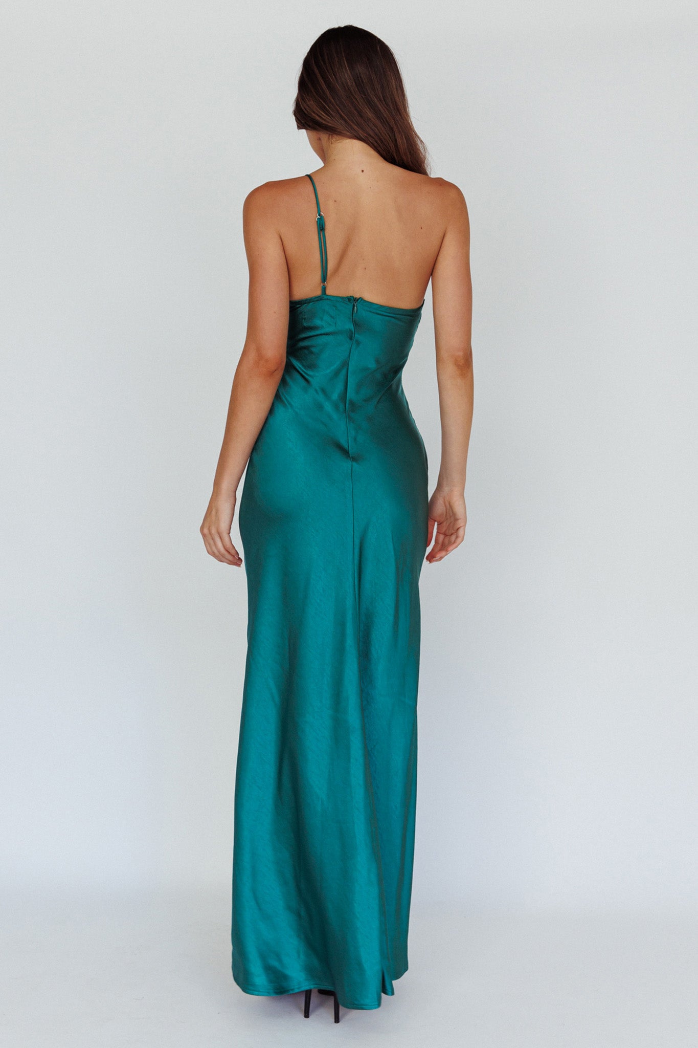Twilight Tango One-Shoulder Maxi Dress Forest Green-Maymioy