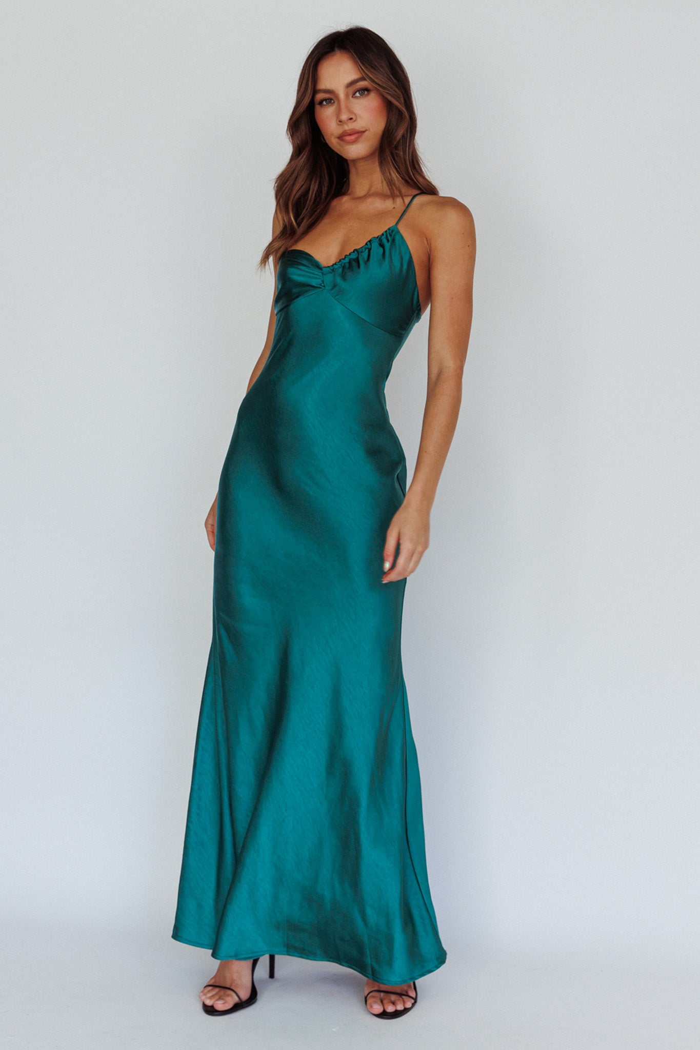 Twilight Tango One-Shoulder Maxi Dress Forest Green-Maymioy