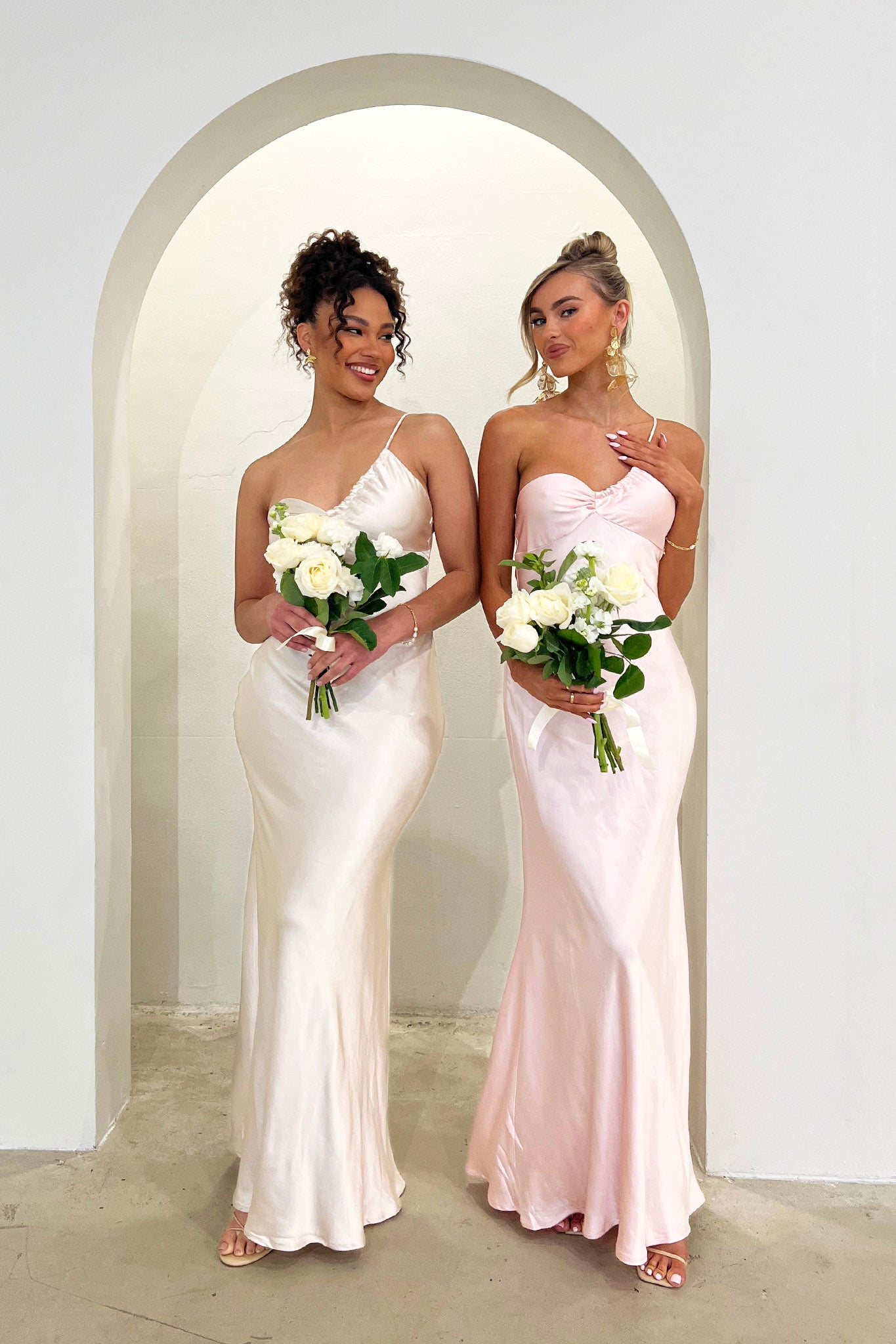 Twilight Tango One-Shoulder Maxi Dress Blush-Maymioy
